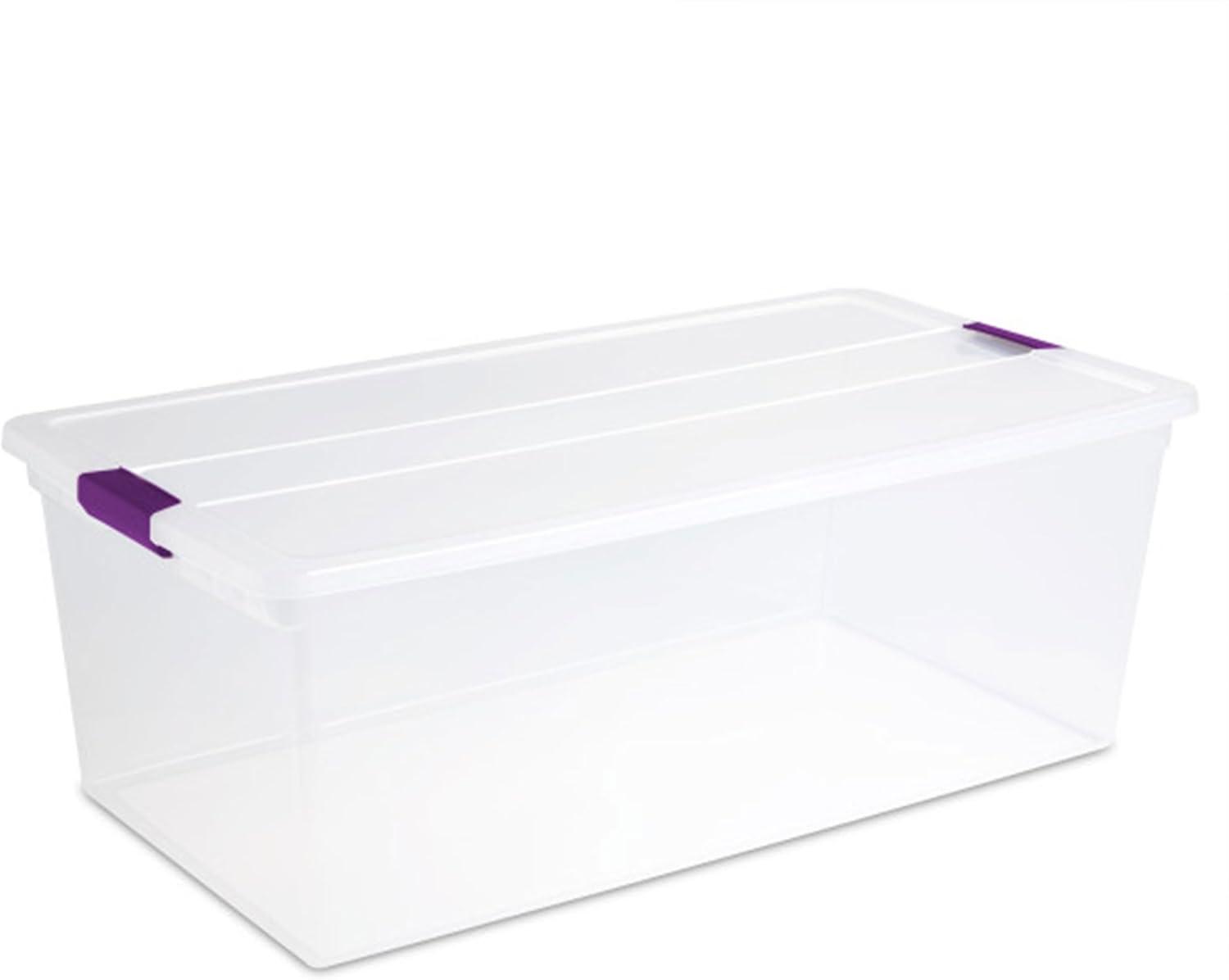 imageSTERILITE 15 Qt ClearView Latch Storage Box Stackable Bin with Latching Lid Plastic Container to Organize Shoes in Closet Clear Base Lid Pack of 12110 Quart Pack of 4
