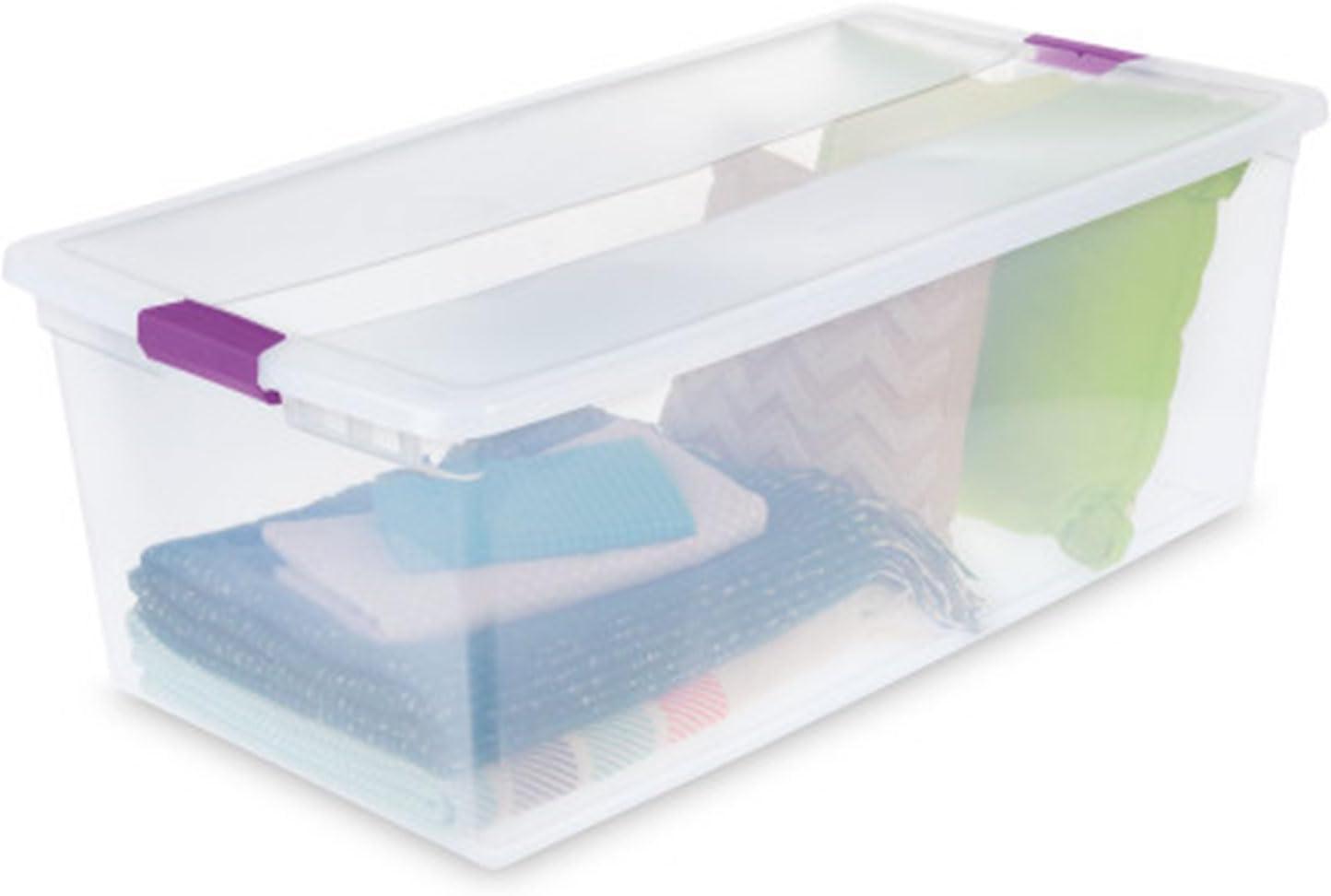 imageSTERILITE 15 Qt ClearView Latch Storage Box Stackable Bin with Latching Lid Plastic Container to Organize Shoes in Closet Clear Base Lid Pack of 12110 Quart Pack of 4