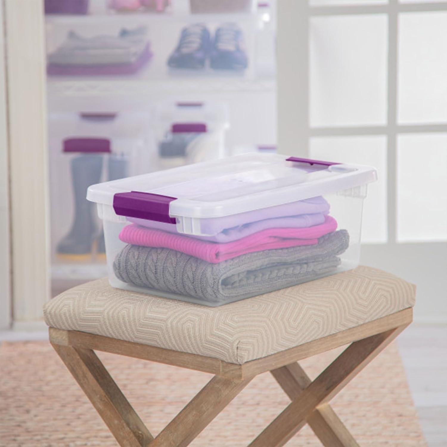 imageSTERILITE 15 Qt ClearView Latch Storage Box Stackable Bin with Latching Lid Plastic Container to Organize Shoes in Closet Clear Base Lid Pack of 1215 Quart