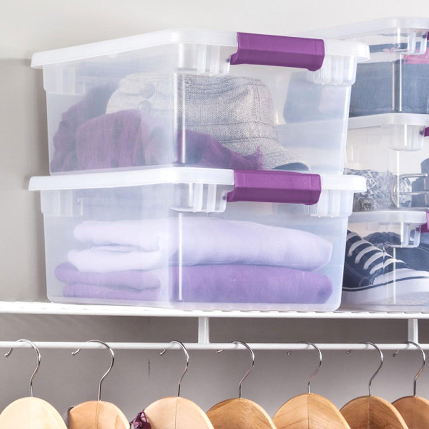 imageSTERILITE 15 Qt ClearView Latch Storage Box Stackable Bin with Latching Lid Plastic Container to Organize Shoes in Closet Clear Base Lid Pack of 1215 Quart