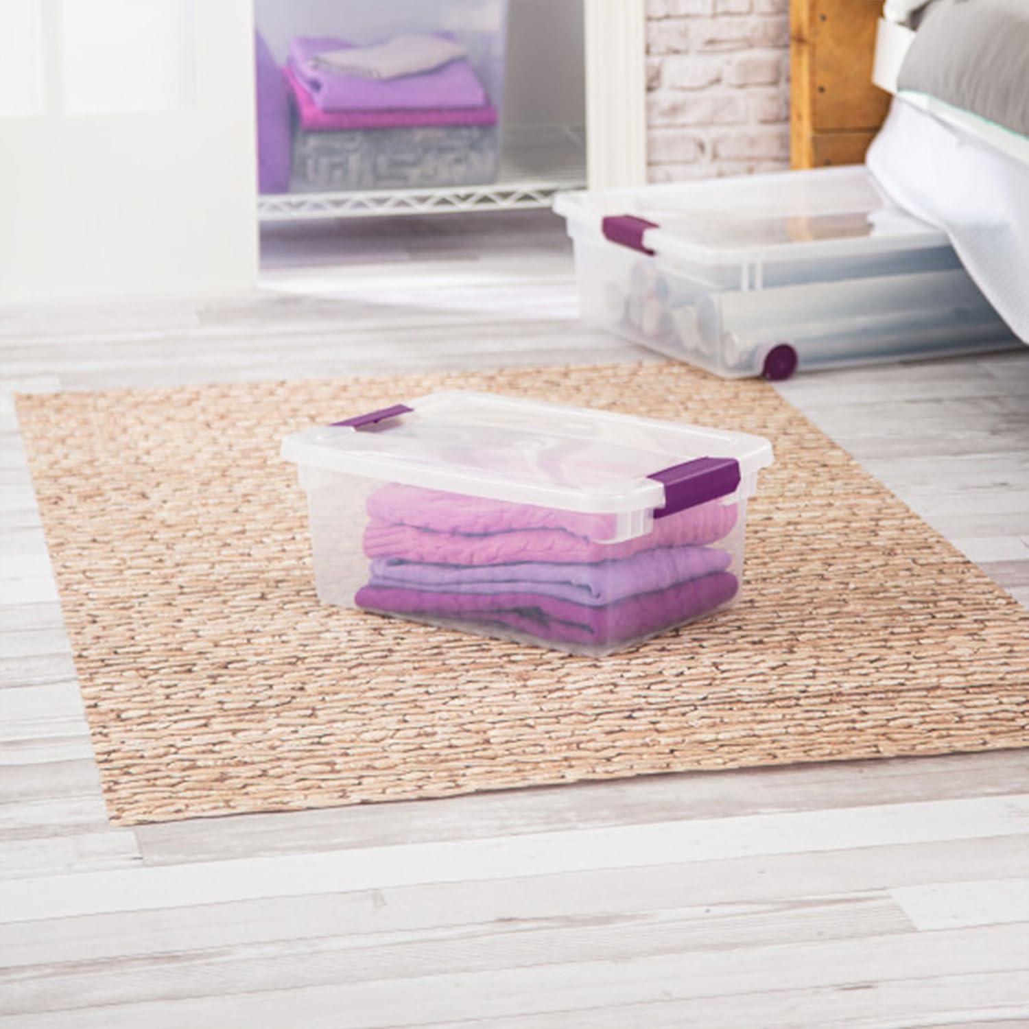 imageSTERILITE 15 Qt ClearView Latch Storage Box Stackable Bin with Latching Lid Plastic Container to Organize Shoes in Closet Clear Base Lid Pack of 1215 Quart