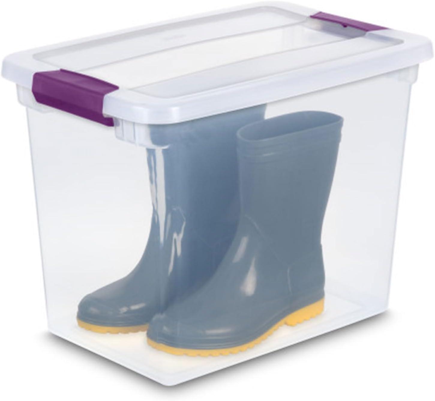 imageSTERILITE 15 Qt ClearView Latch Storage Box Stackable Bin with Latching Lid Plastic Container to Organize Shoes in Closet Clear Base Lid Pack of 1227 Qt Pack of 6