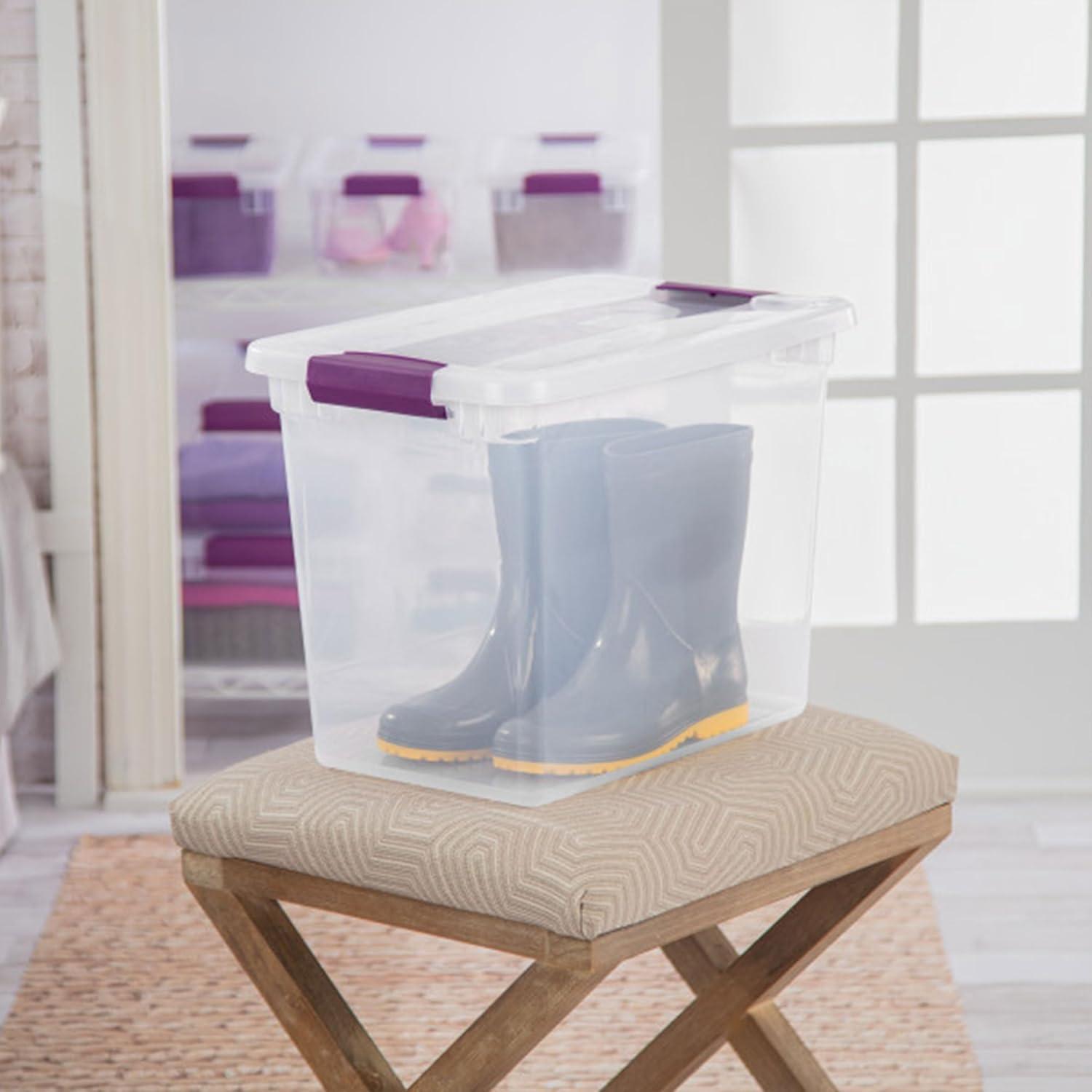 imageSTERILITE 15 Qt ClearView Latch Storage Box Stackable Bin with Latching Lid Plastic Container to Organize Shoes in Closet Clear Base Lid Pack of 1227 Qt Pack of 6