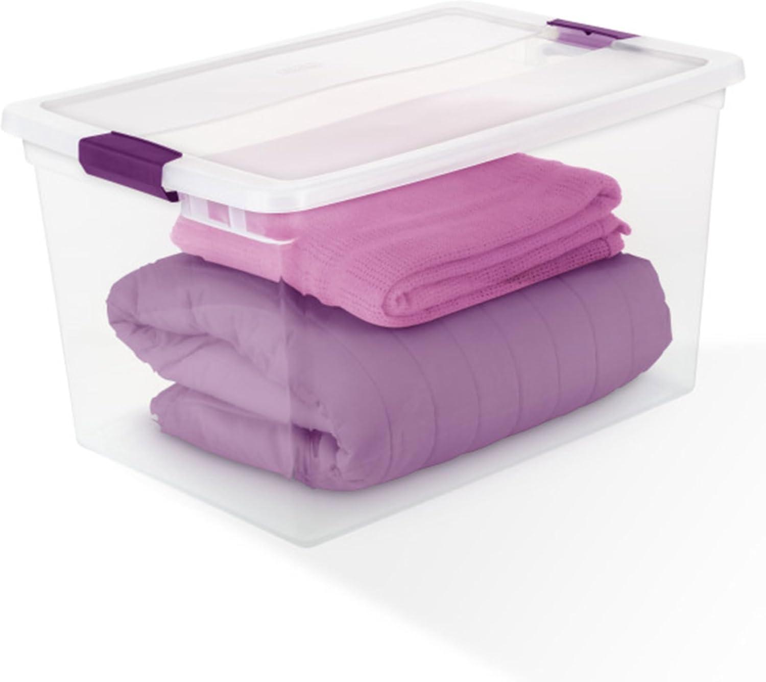 imageSTERILITE 15 Qt ClearView Latch Storage Box Stackable Bin with Latching Lid Plastic Container to Organize Shoes in Closet Clear Base Lid Pack of 1266 Quart Pack of 6