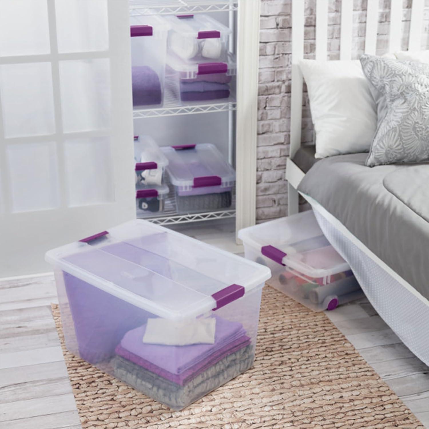 imageSTERILITE 15 Qt ClearView Latch Storage Box Stackable Bin with Latching Lid Plastic Container to Organize Shoes in Closet Clear Base Lid Pack of 1266 Quart Pack of 6