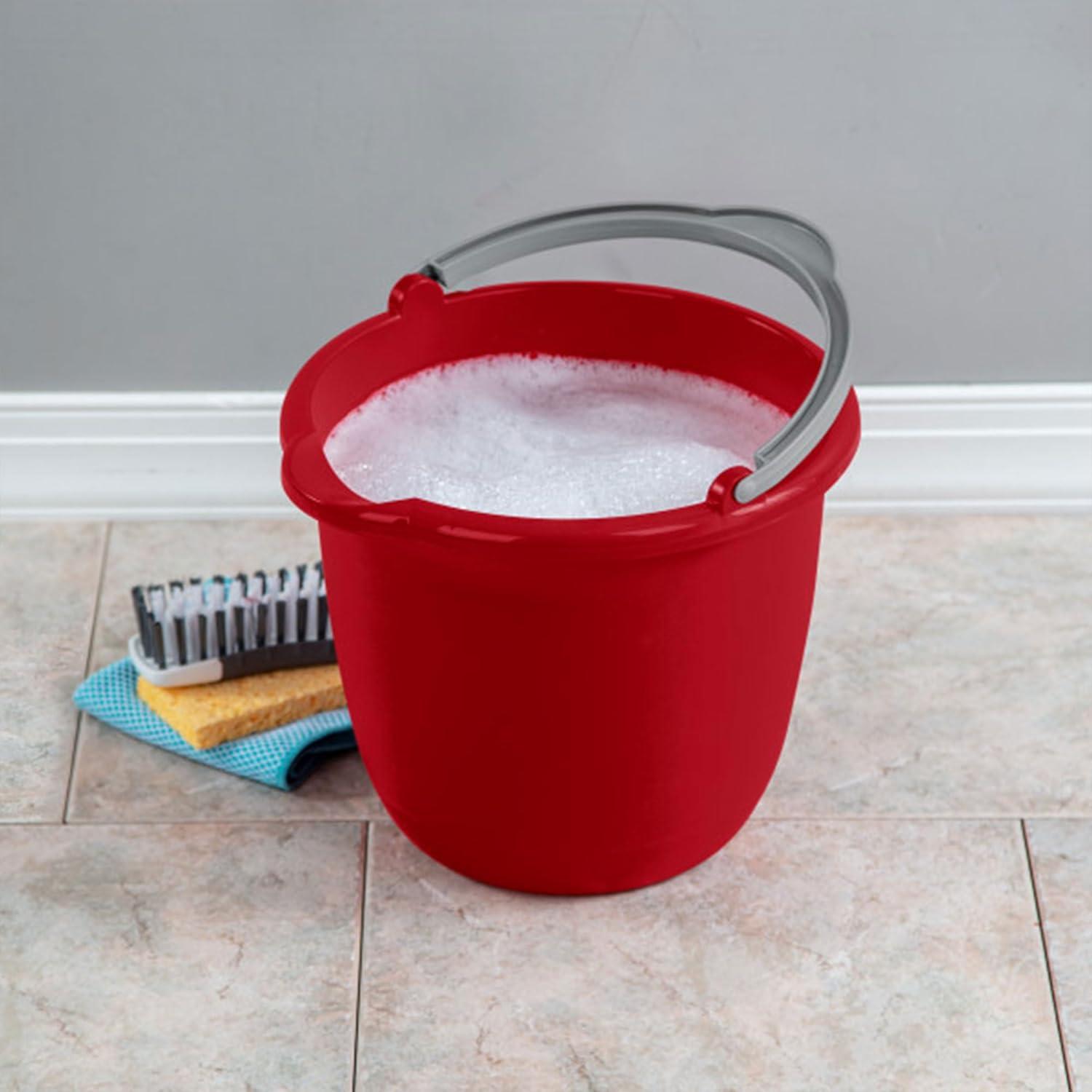 imageSterilite 10 Qt Spout Pail with Handle Bucket for Household Cleaning Washing the Car and Mopping Spout to Easily Pour Water Red 12Pack12 Pack