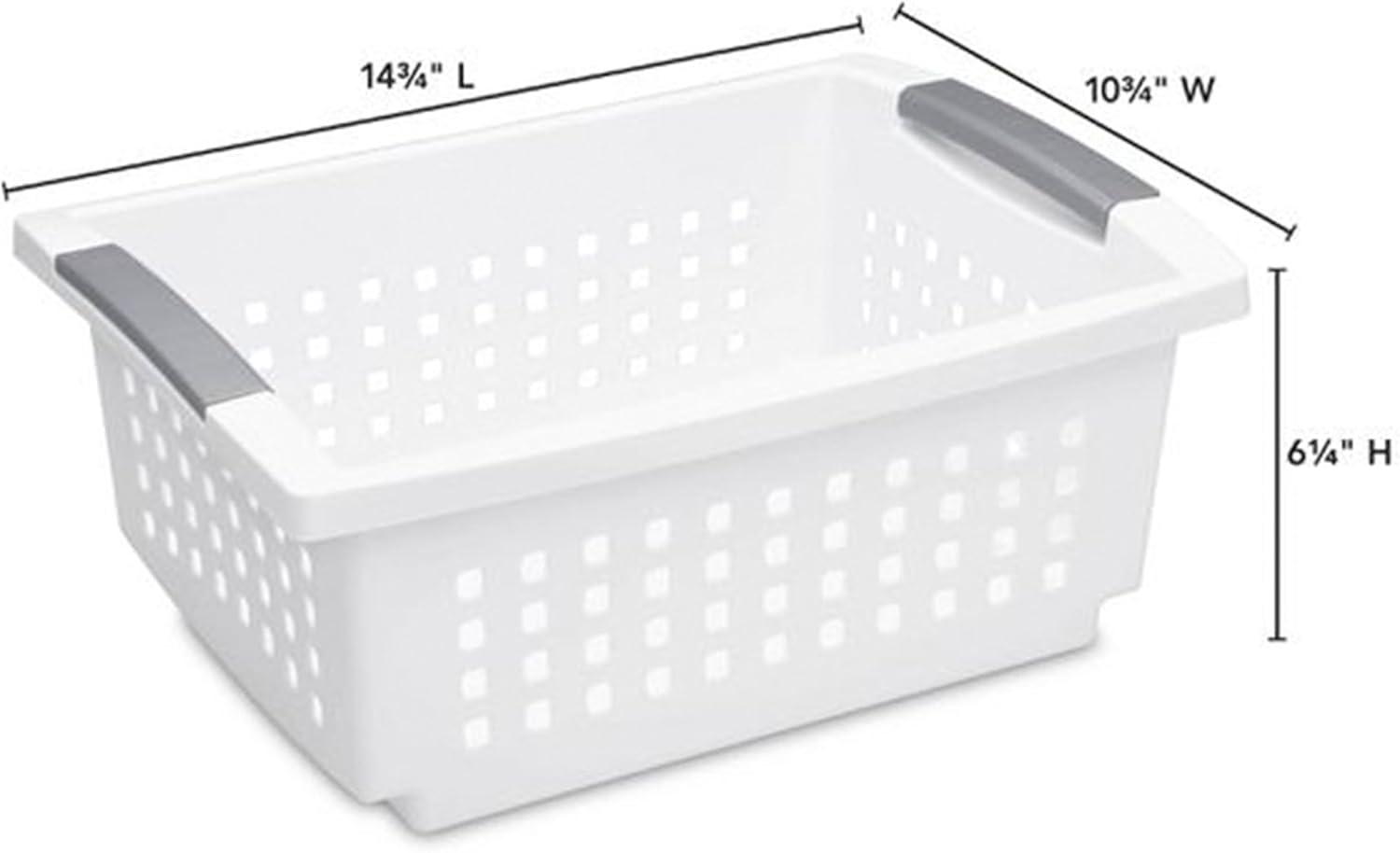 imageSterilite 10Pack Medium Stacking Basket Open Top Plastic Storage Organizer White Stackable Crate Containers for Countertop Cabinet Pantry Shelf Laundry Room Bathroom amp Home OfficeMedium