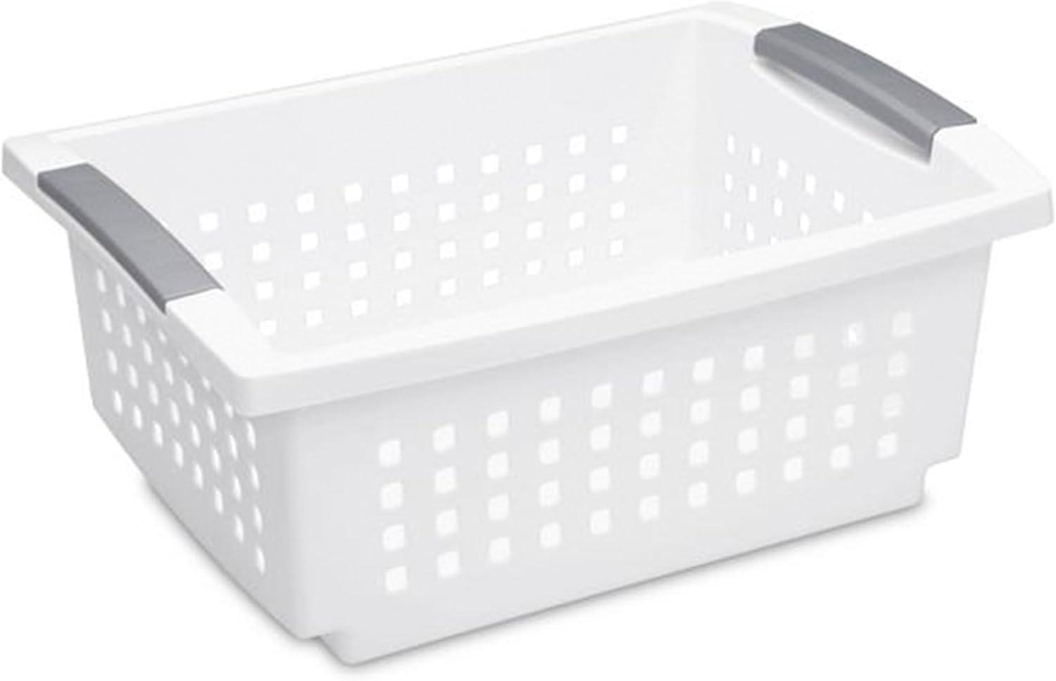imageSterilite 10Pack Medium Stacking Basket Open Top Plastic Storage Organizer White Stackable Crate Containers for Countertop Cabinet Pantry Shelf Laundry Room Bathroom amp Home OfficeMedium