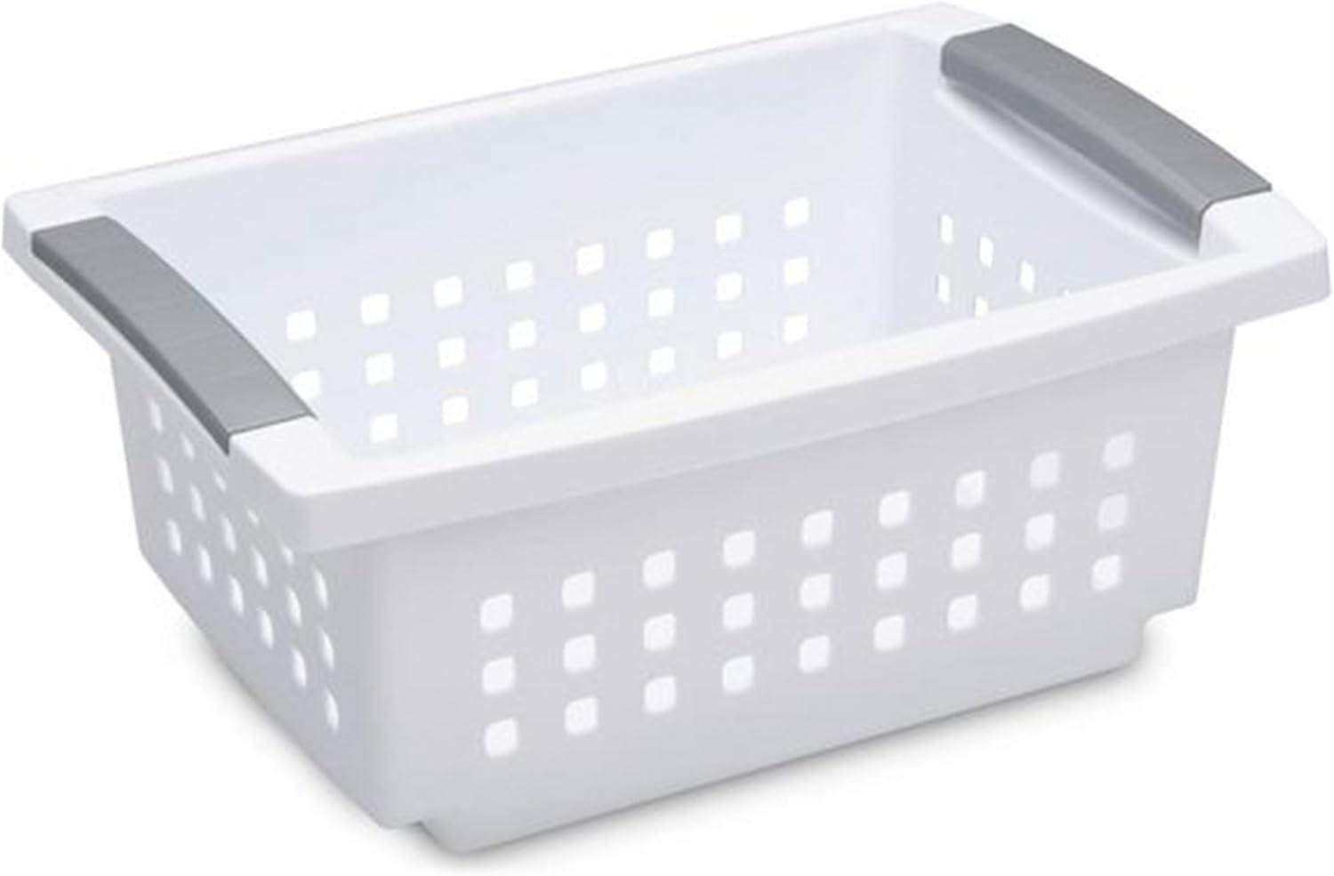 imageSterilite 10Pack Medium Stacking Basket Open Top Plastic Storage Organizer White Stackable Crate Containers for Countertop Cabinet Pantry Shelf Laundry Room Bathroom amp Home OfficeSmall