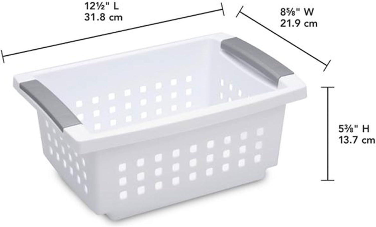 imageSterilite 10Pack Medium Stacking Basket Open Top Plastic Storage Organizer White Stackable Crate Containers for Countertop Cabinet Pantry Shelf Laundry Room Bathroom amp Home OfficeSmall