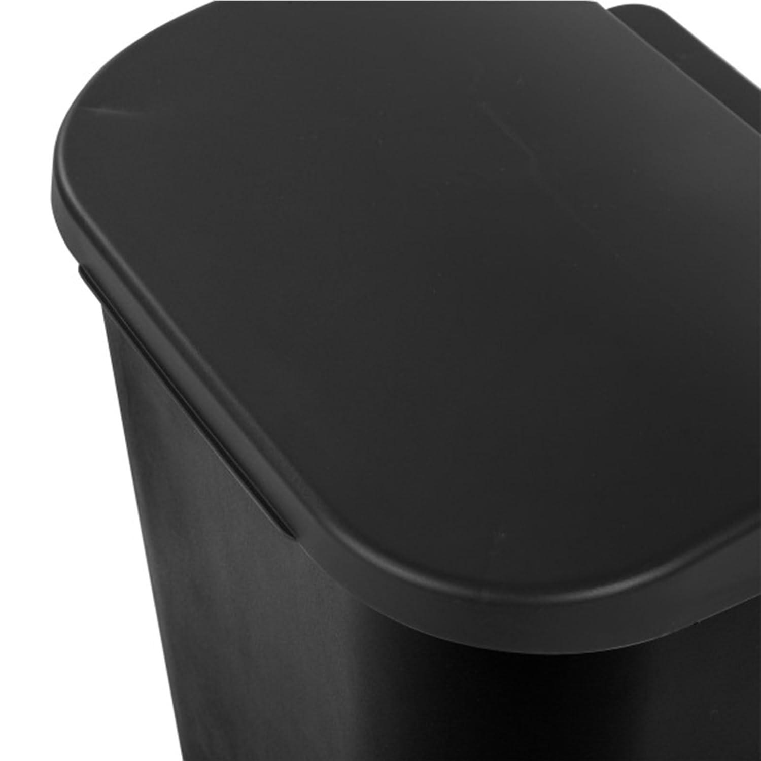 imageSterilite 113 Gallon D Shape Flat Side Lift Top Lid Wastebasket Trash Can for Kitchen Home Office and Garage or Workspace White 6 PackBlack