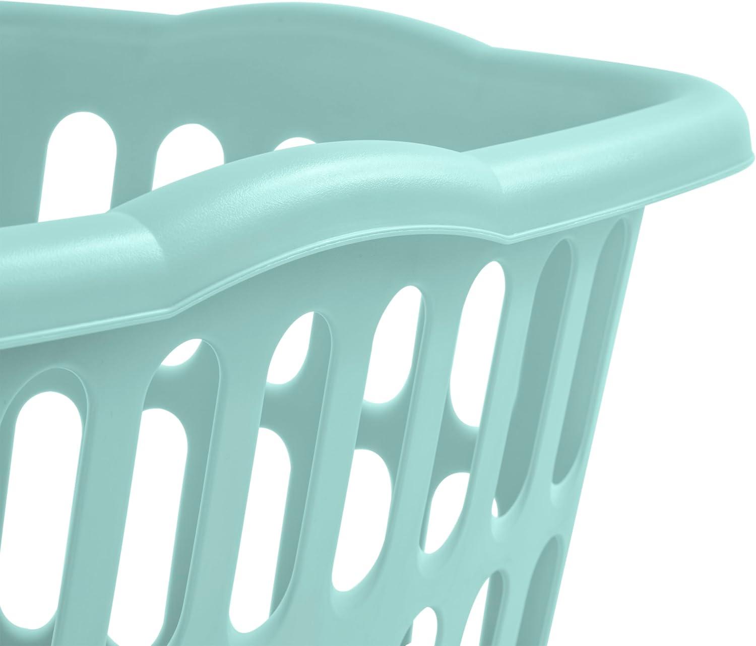 imageSterilite 12Pack Rectangular Laundry Basket Plastic Clothes Hamper 15 Bushel White Dirty Clothing Storage Organizer with Handles for Bedroom Bathroom and ClosetWhite Aqua