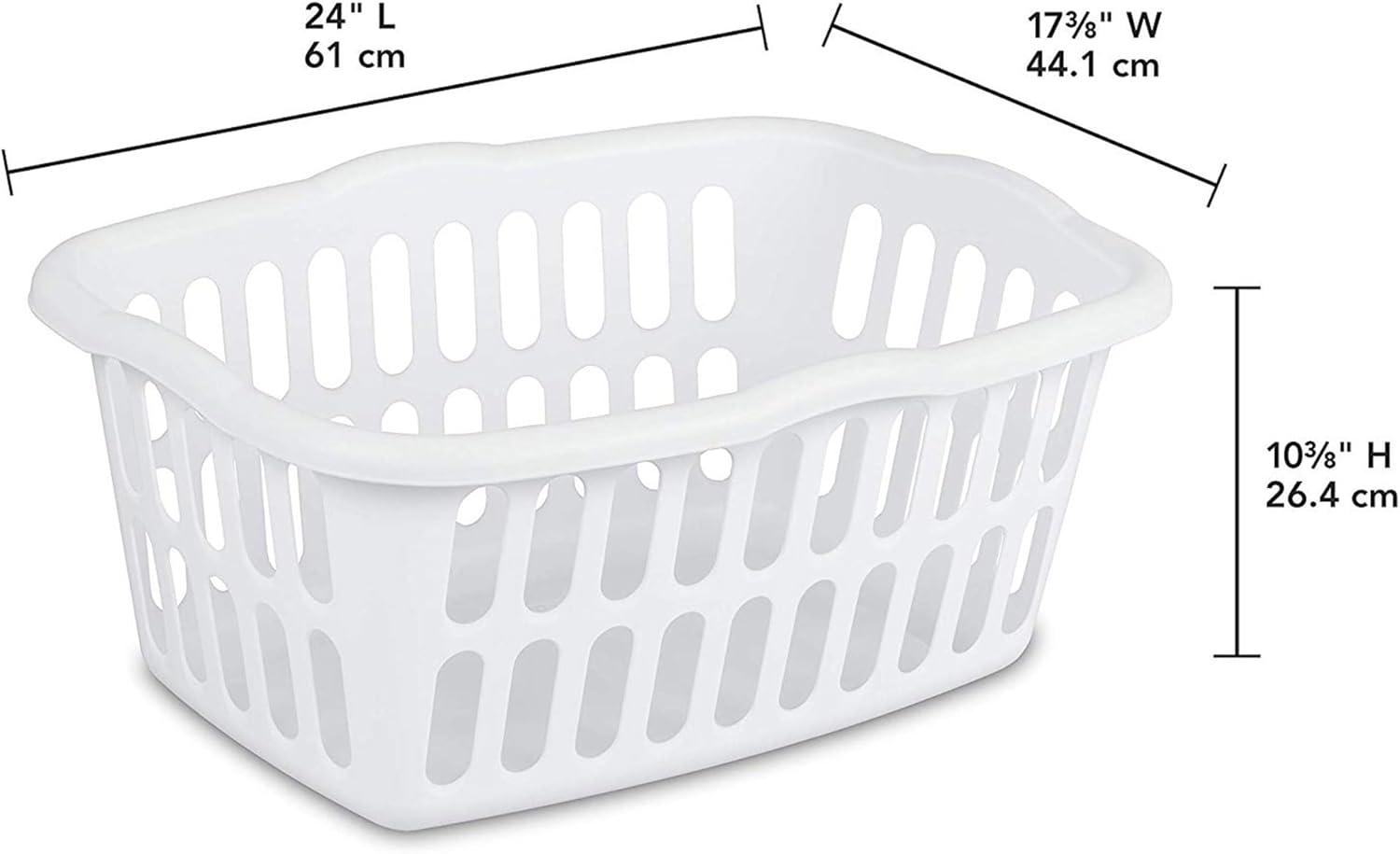 imageSterilite 12Pack Rectangular Laundry Basket Plastic Clothes Hamper 15 Bushel White Dirty Clothing Storage Organizer with Handles for Bedroom Bathroom and ClosetWhite Aqua