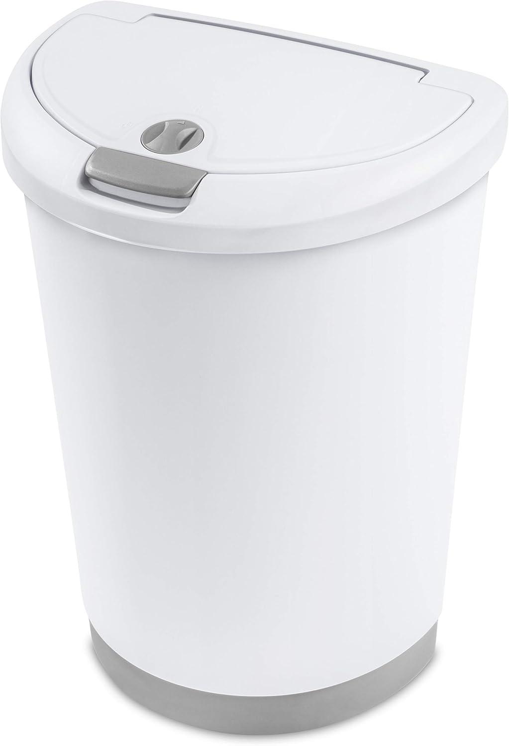 imageSterilite 13 Gallon TouchTop Wastebasket w Lid Opens with Touch Trash Can for the Kitchen or Mudroom White 4PackWhite