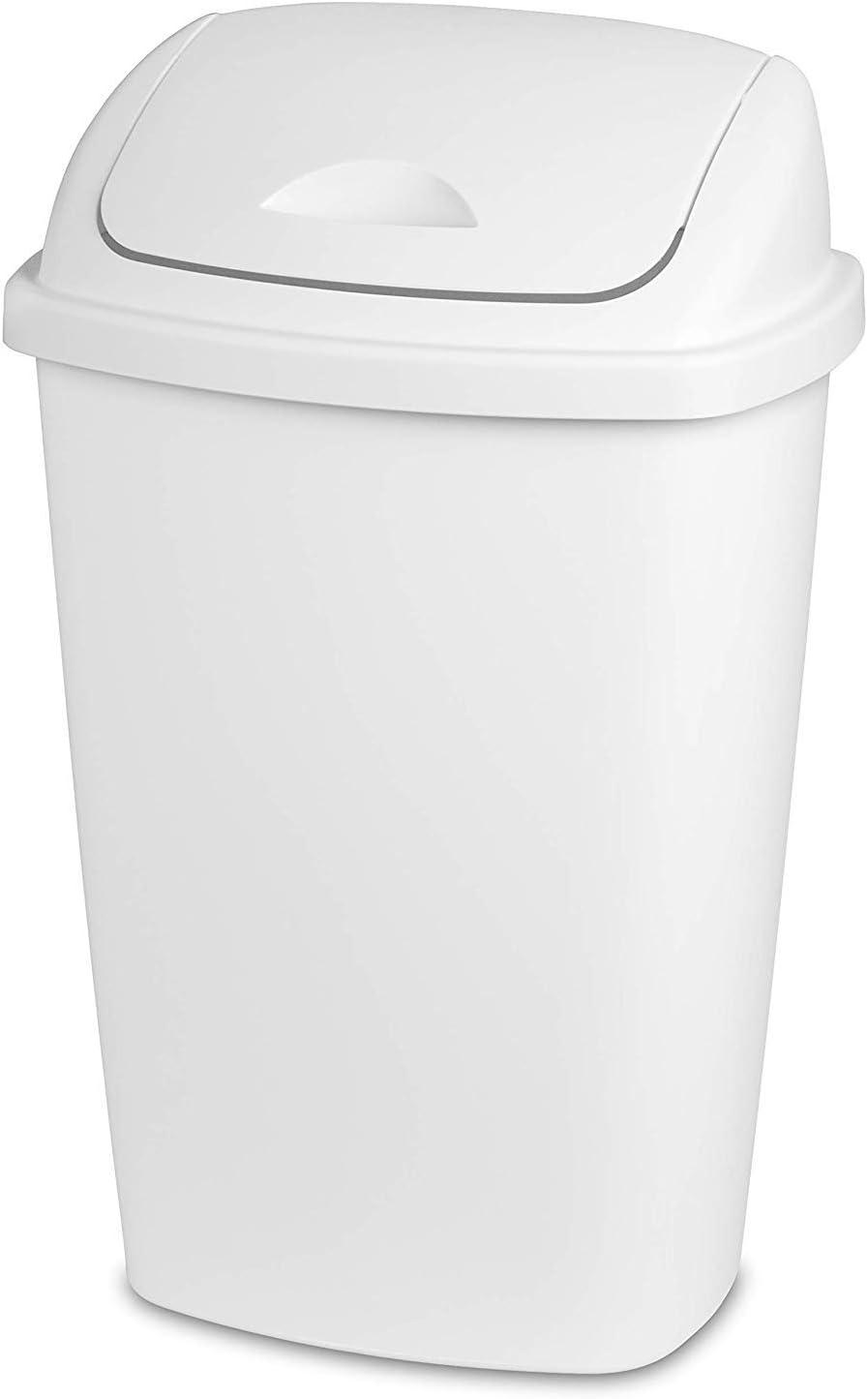 imageSterilite 13 Gallon TouchTop Wastebasket w Lid Opens with Touch Trash Can for the Kitchen or Mudroom White 4PackWhite