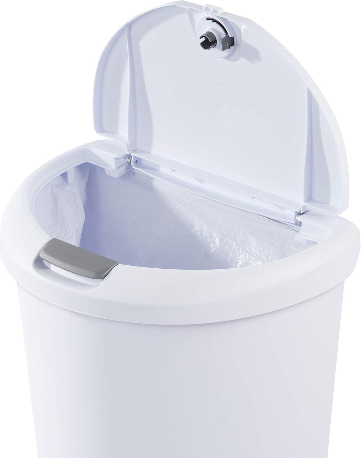 imageSterilite 13 Gallon TouchTop Wastebasket w Lid Opens with Touch Trash Can for the Kitchen or Mudroom White 4PackWhite