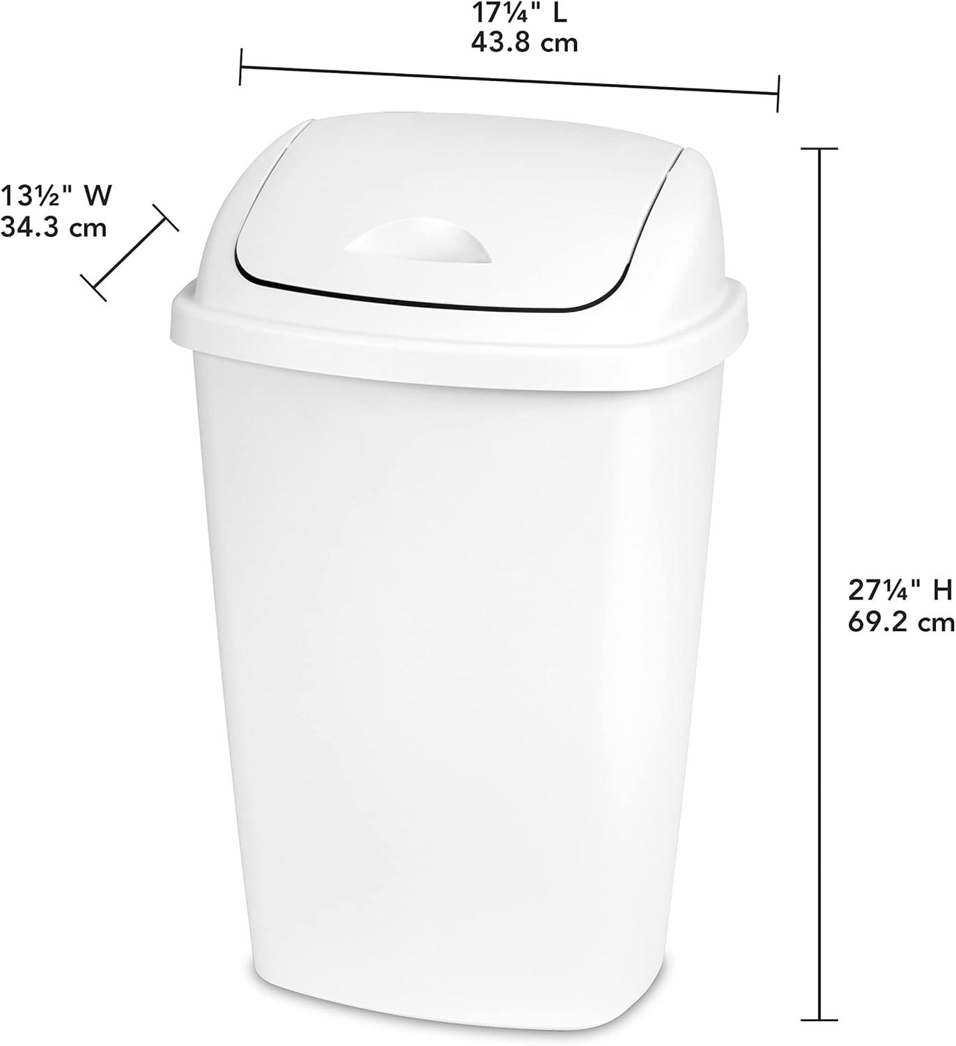 imageSterilite 13 Gallon TouchTop Wastebasket w Lid Opens with Touch Trash Can for the Kitchen or Mudroom White 4PackWhite