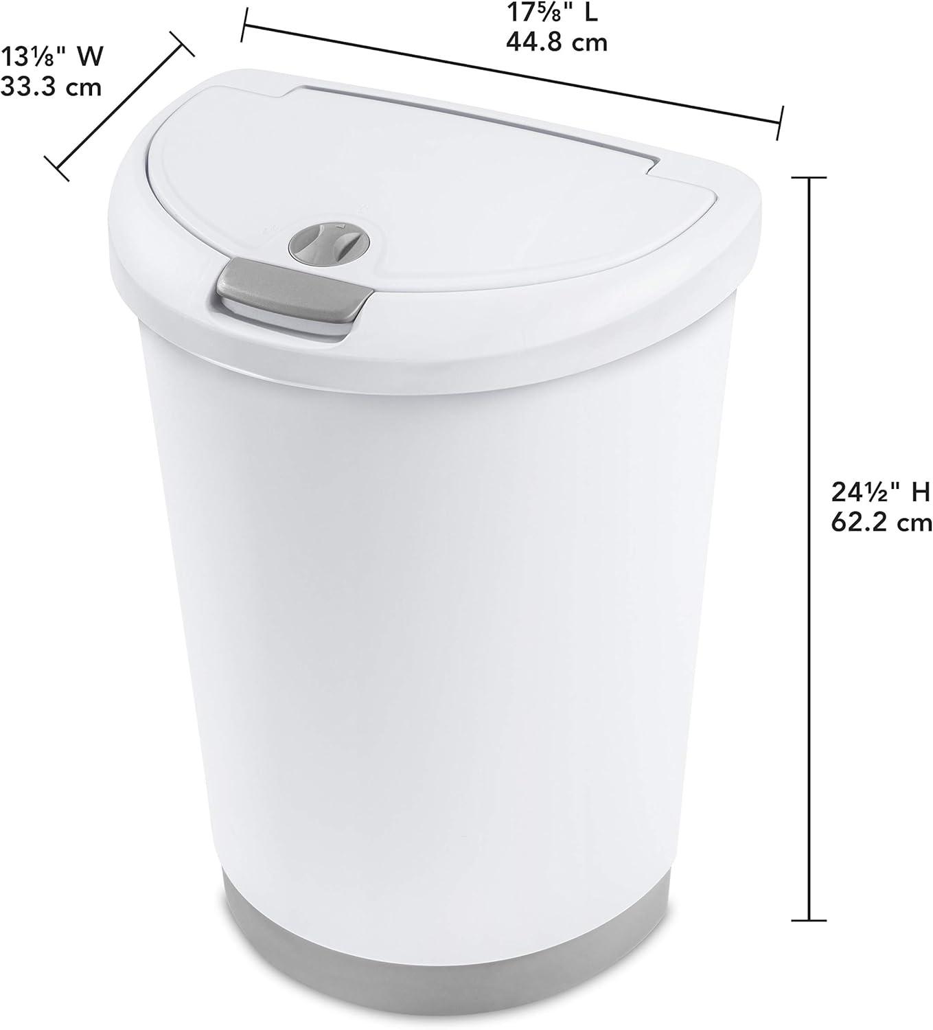 imageSterilite 13 Gallon TouchTop Wastebasket w Lid Opens with Touch Trash Can for the Kitchen or Mudroom White 4PackWhite