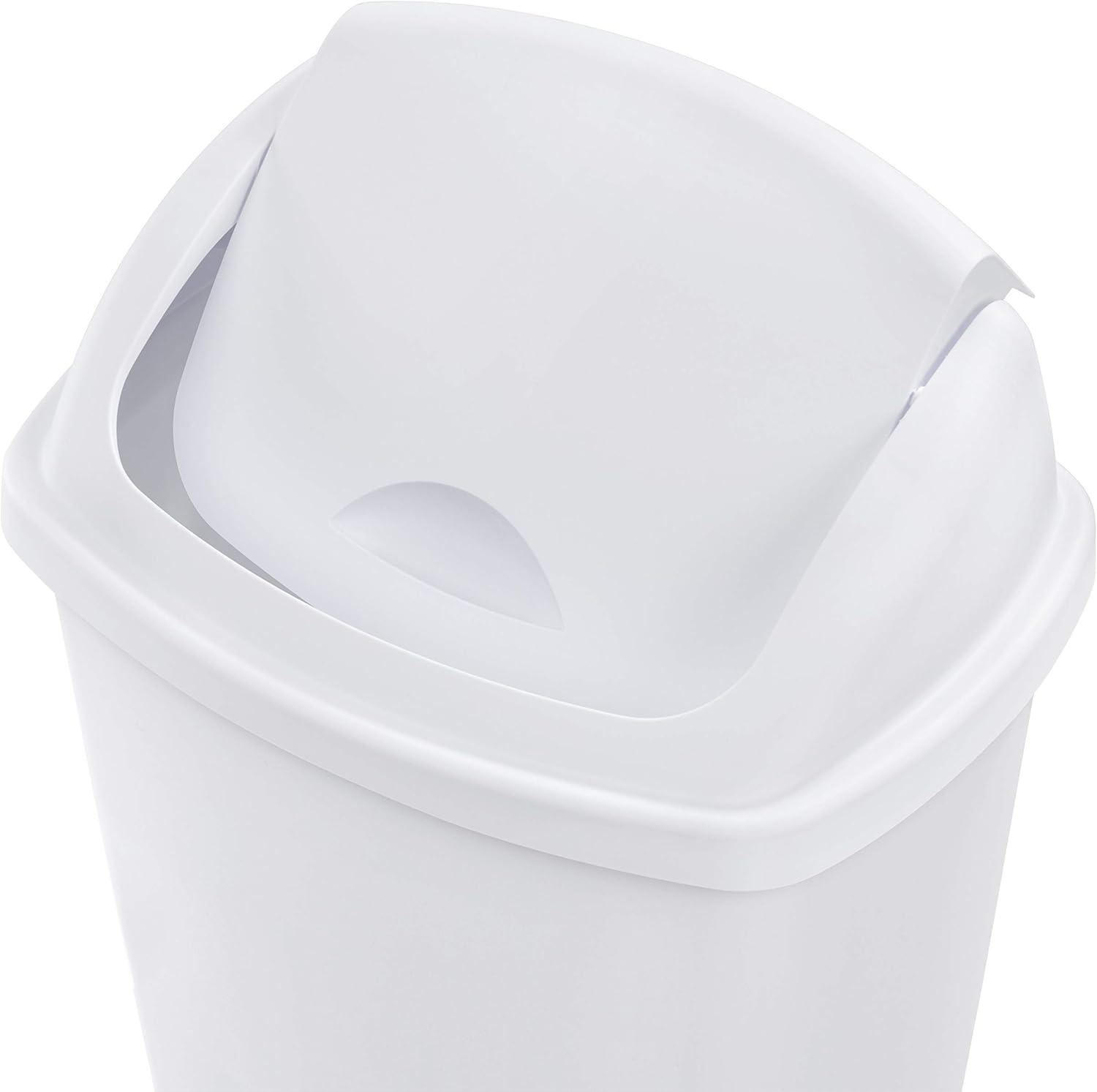 imageSterilite 13 Gallon TouchTop Wastebasket w Lid Opens with Touch Trash Can for the Kitchen or Mudroom White 4PackWhite
