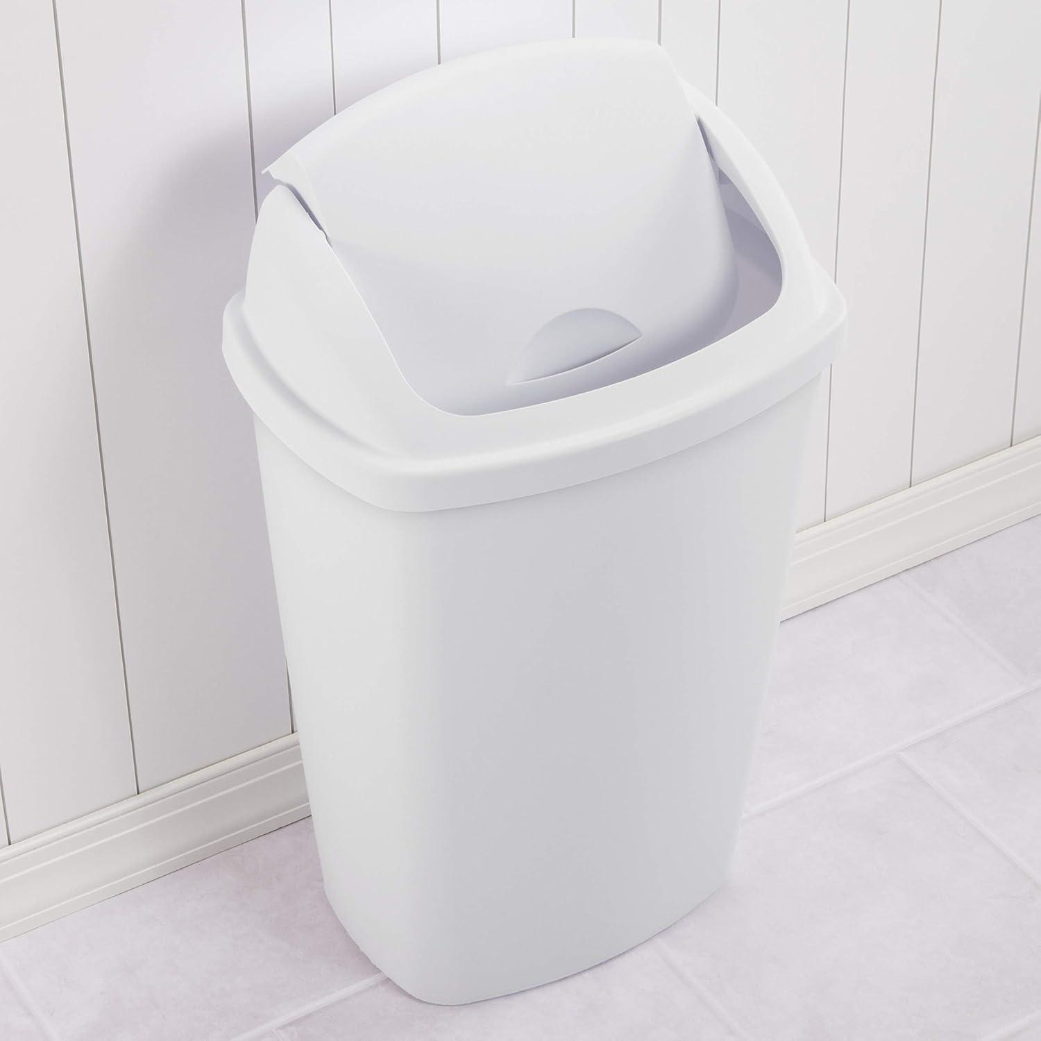 imageSterilite 13 Gallon TouchTop Wastebasket w Lid Opens with Touch Trash Can for the Kitchen or Mudroom White 4PackWhite