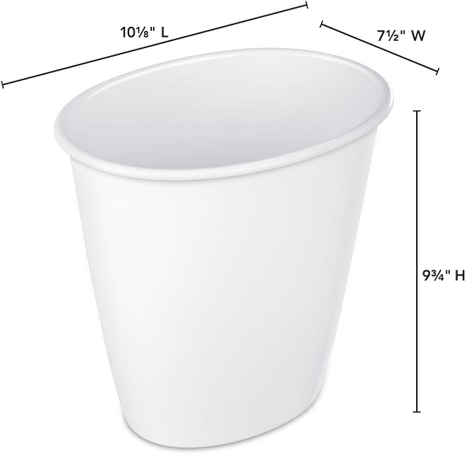 imageSterilite 15 Gallon Oval Vanity Wastebasket Small Open Top Trash Can for the Bathroom Bedroom Dorm Room or Office Plastic White 12Pack