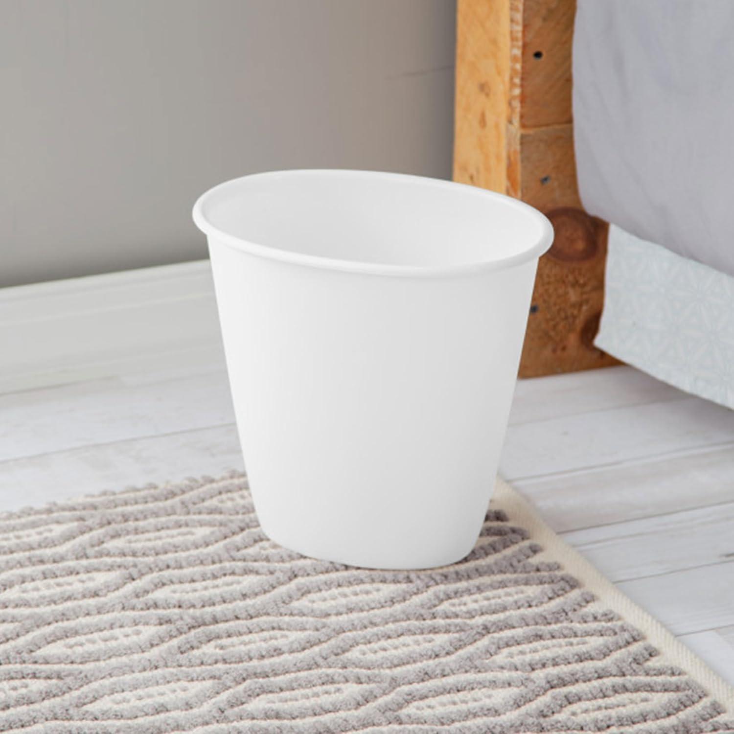 imageSterilite 15 Gallon Oval Vanity Wastebasket Small Open Top Trash Can for the Bathroom Bedroom Dorm Room or Office Plastic White 12Pack
