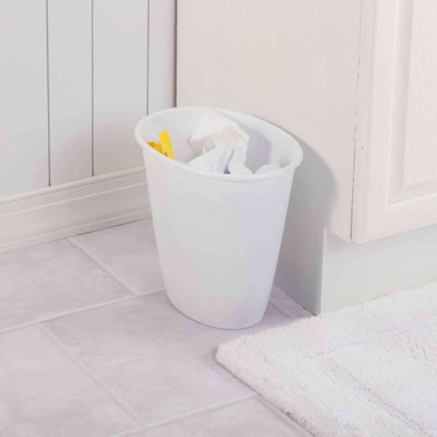 imageSterilite 15 Gallon Oval Vanity Wastebasket Small Open Top Trash Can for the Bathroom Bedroom Dorm Room or Office Plastic White 12Pack