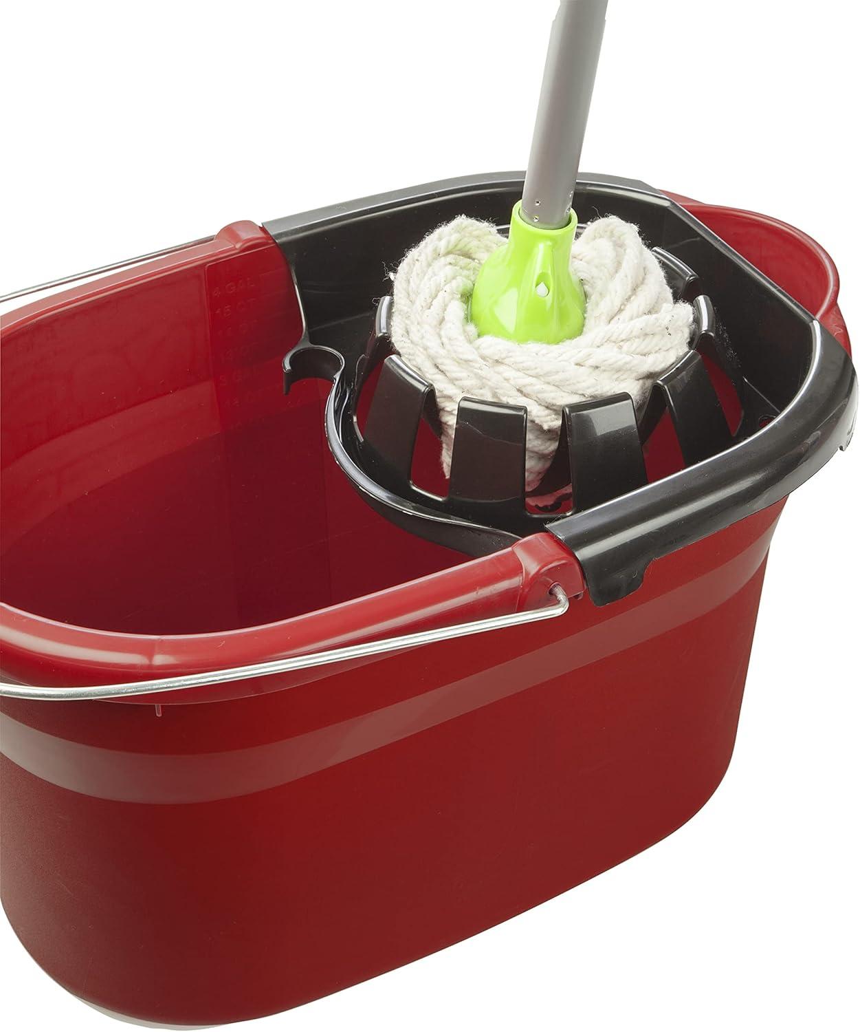 imageSterilite 175 Qt Mop Bucket with Handle and Wringer Ideal for Household Cleaning and Mopping 2 Spouts to Easily Pour Water Red 4Pack