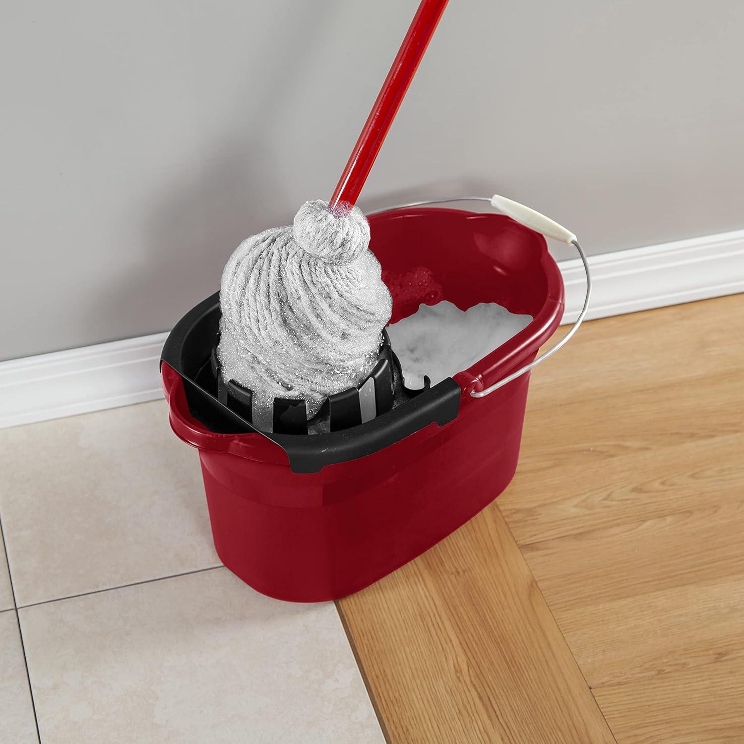 imageSterilite 175 Qt Mop Bucket with Handle and Wringer Ideal for Household Cleaning and Mopping 2 Spouts to Easily Pour Water Red 4Pack