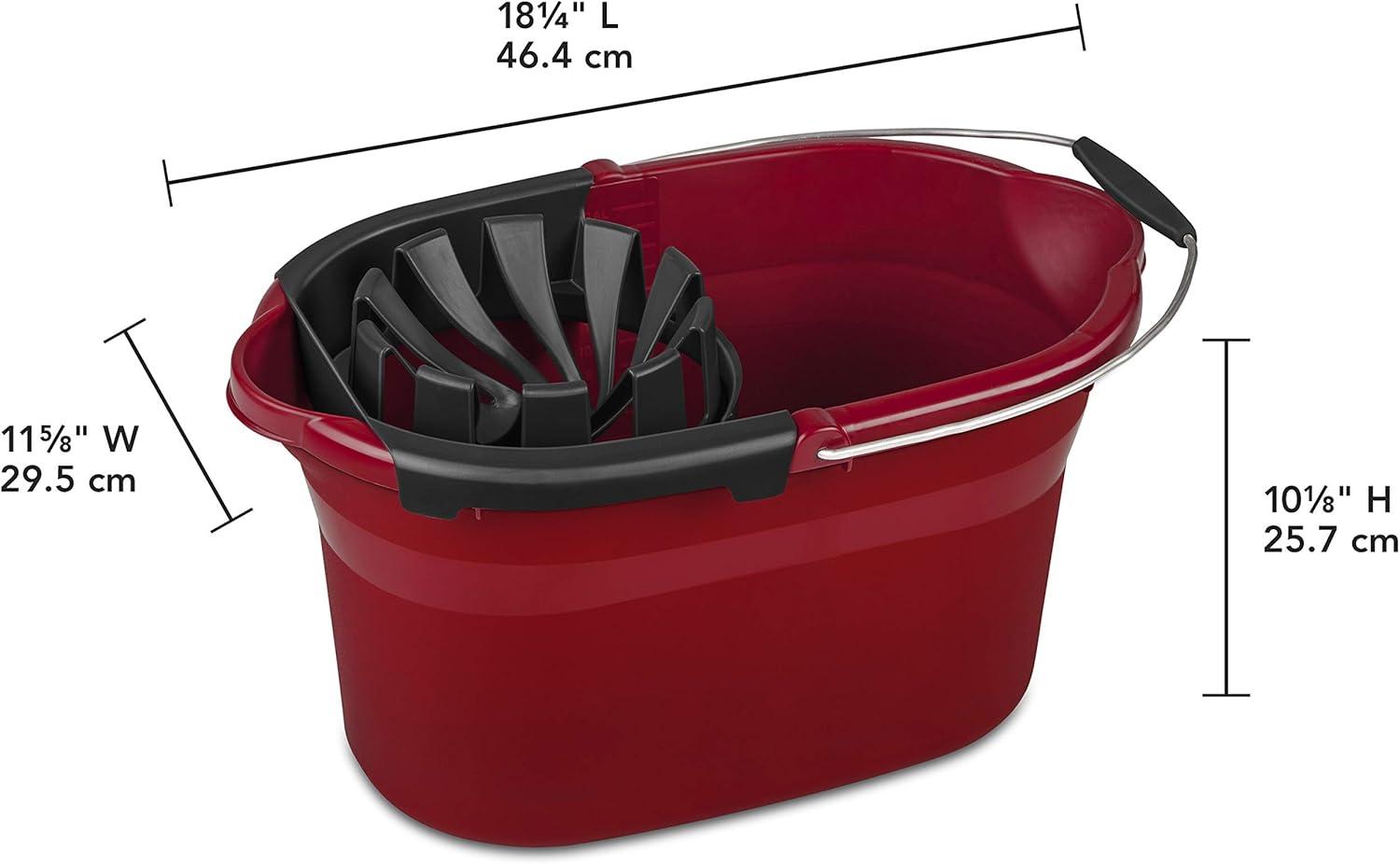 imageSterilite 175 Qt Mop Bucket with Handle and Wringer Ideal for Household Cleaning and Mopping 2 Spouts to Easily Pour Water Red 4Pack