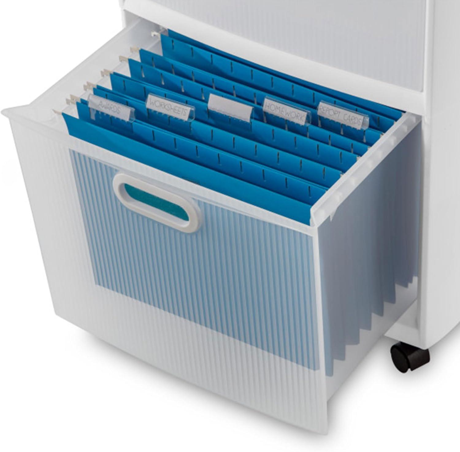 imageSterilite 2 Pack Ultra 2 Drawer Storage Cart Plastic Rolling Filing Organizer with Wheels White2 Pack