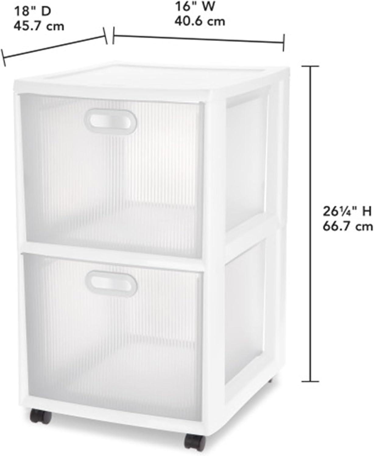 imageSterilite 2 Pack Ultra 2 Drawer Storage Cart Plastic Rolling Filing Organizer with Wheels White6 Pack