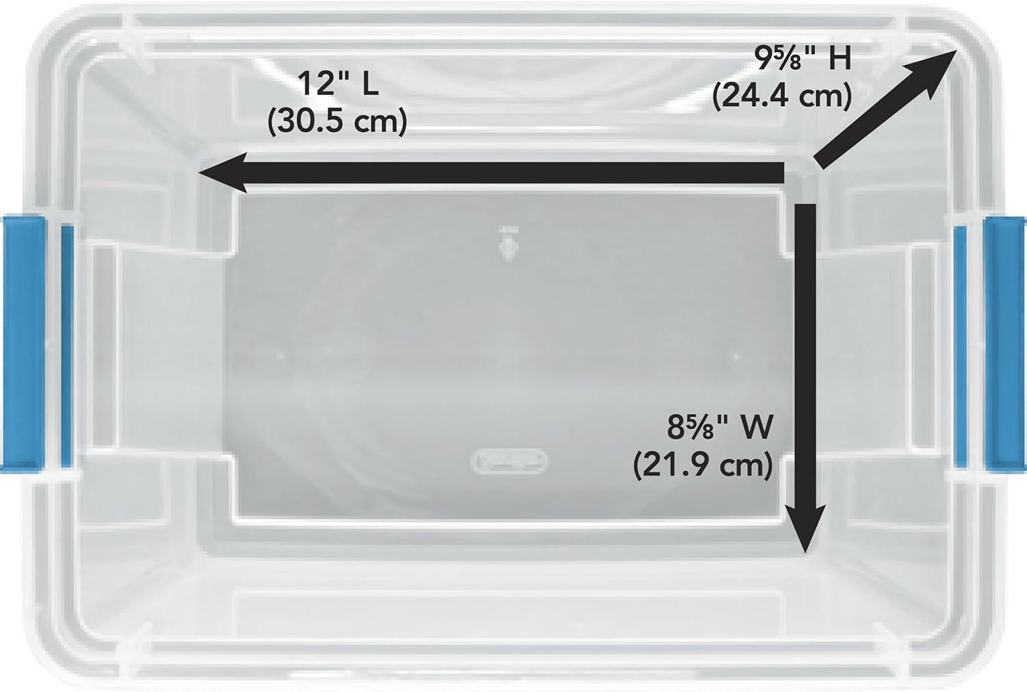 imageSterilite 20 Qt Gasket Box Stackable Storage Bin with Latching Lid and Tight Seal Plastic Container to Organize Basement Clear Base and Lid 6Pack