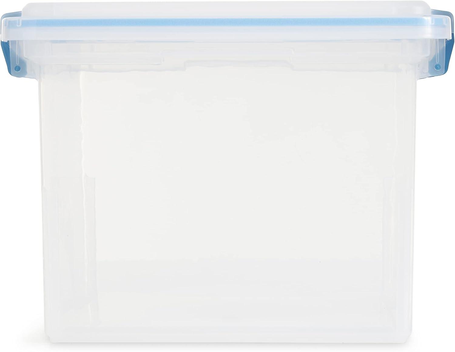 imageSterilite 32 Quart Clear Plastic Stacking Storage Container Box with Latching Lid 4 Pack