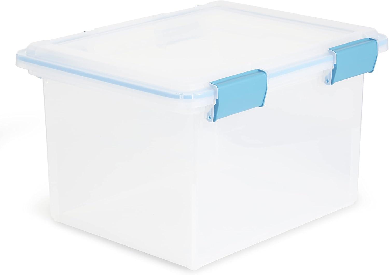 imageSterilite 32 Quart Clear Plastic Stacking Storage Container Box with Latching Lid 4 Pack
