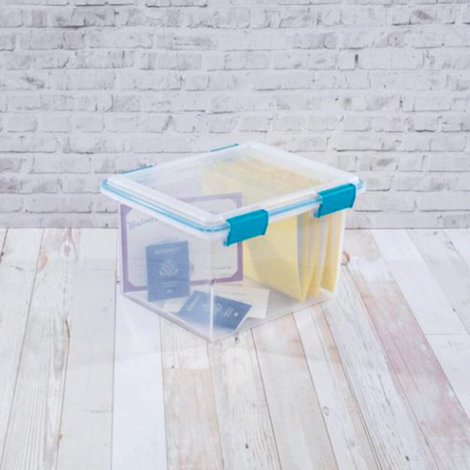 imageSterilite 32 Quart Clear Plastic Stacking Storage Container Box with Latching Lid 4 Pack