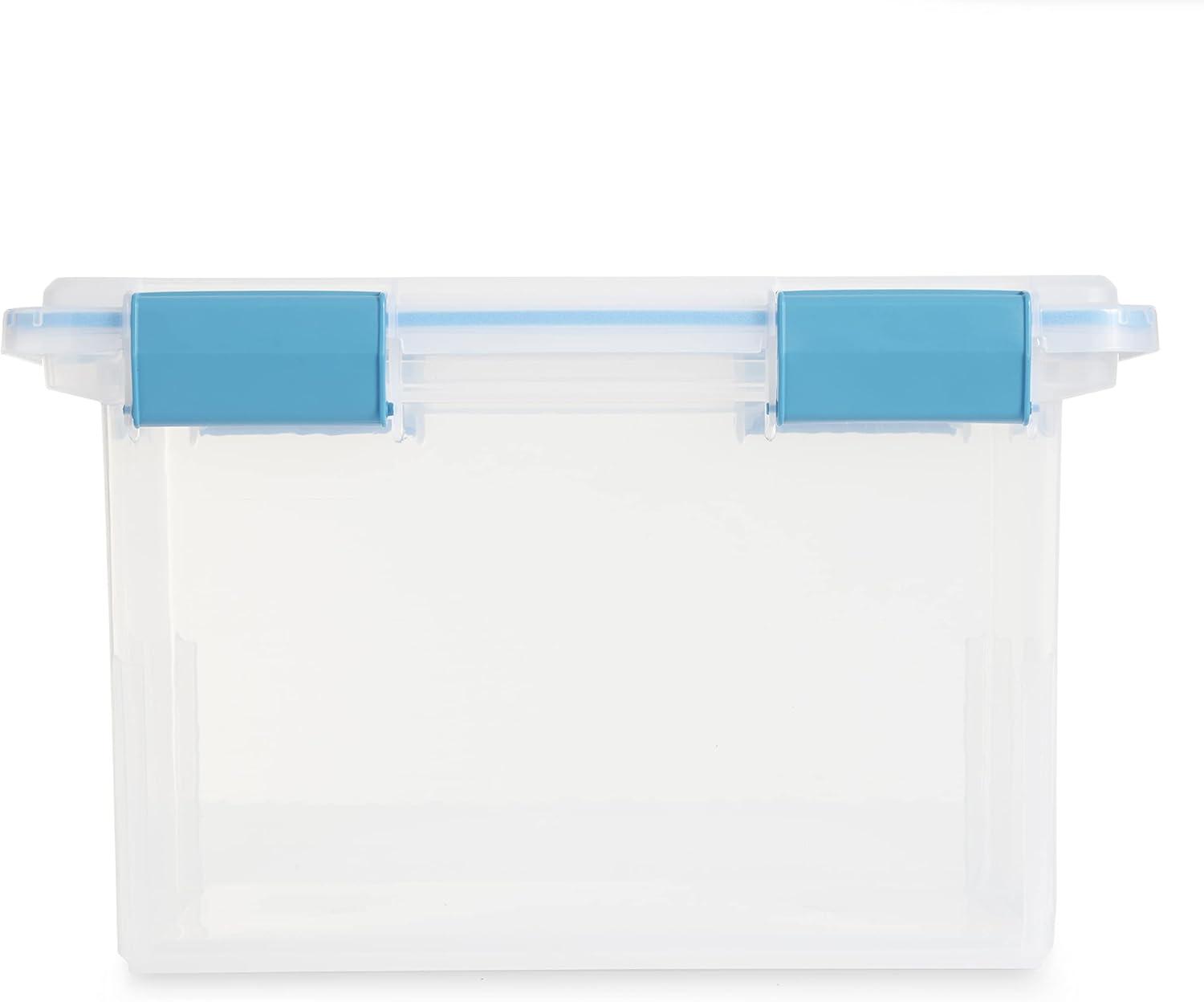 imageSterilite 32 Quart Clear Plastic Stacking Storage Container Box with Latching Lid 4 Pack