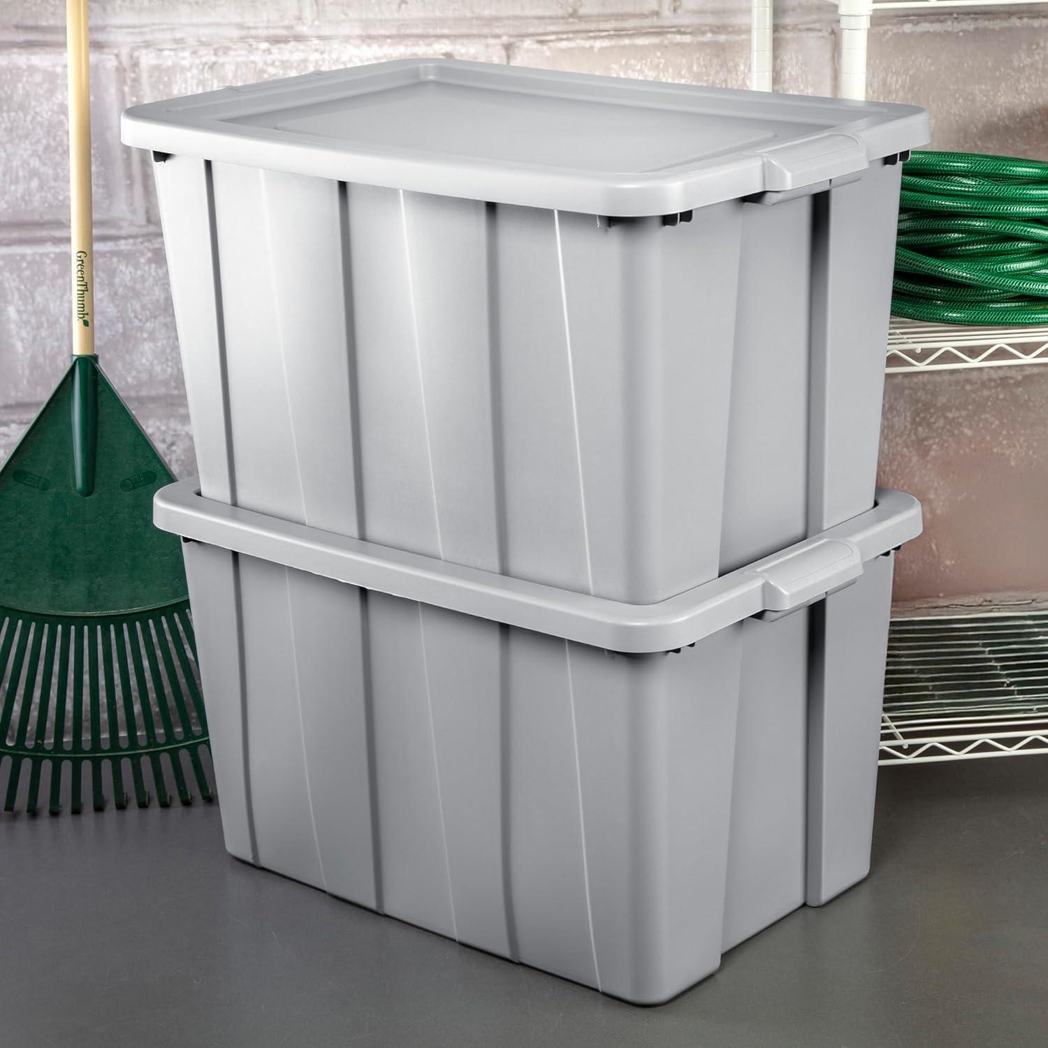 imageSterilite 4 Pack Tuff1 Storage Tote Stackable Plastic Bin with Lid 30 Gallon30 Gallon