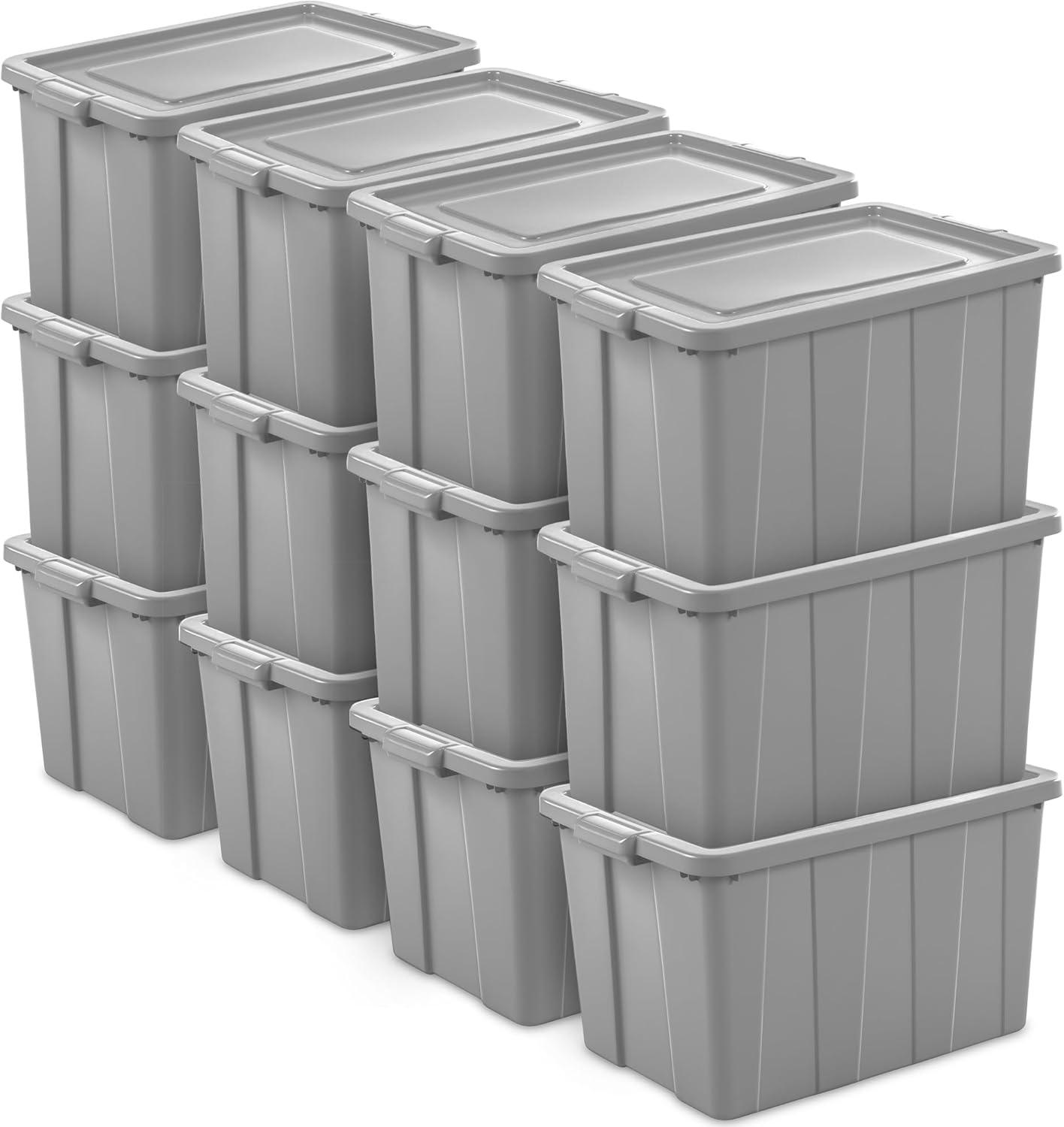 imageSterilite 4 Pack Tuff1 Storage Tote Stackable Plastic Bin with Lid 30 Gallon30 Gallon