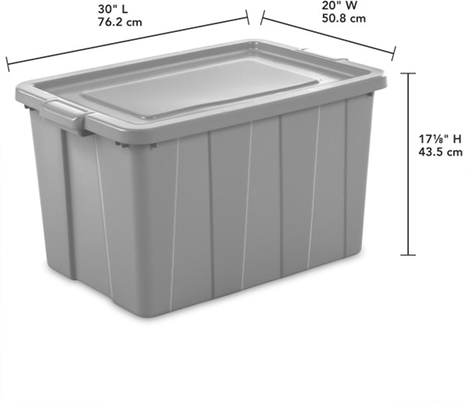 imageSterilite 4 Pack Tuff1 Storage Tote Stackable Plastic Bin with Lid 30 Gallon30 Gallon