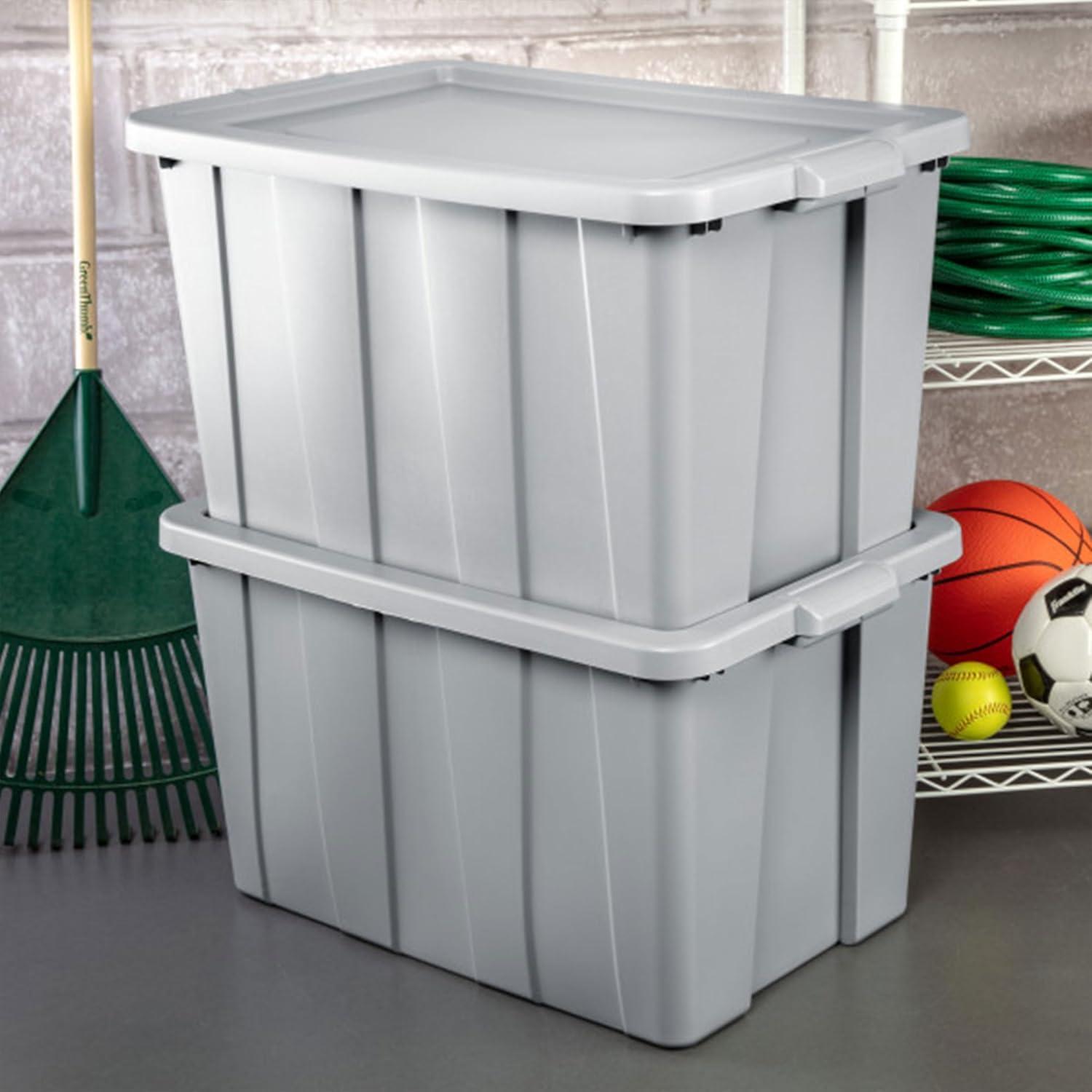 imageSterilite 4 Pack Tuff1 Storage Tote Stackable Plastic Bin with Lid 30 Gallon30 Gallon