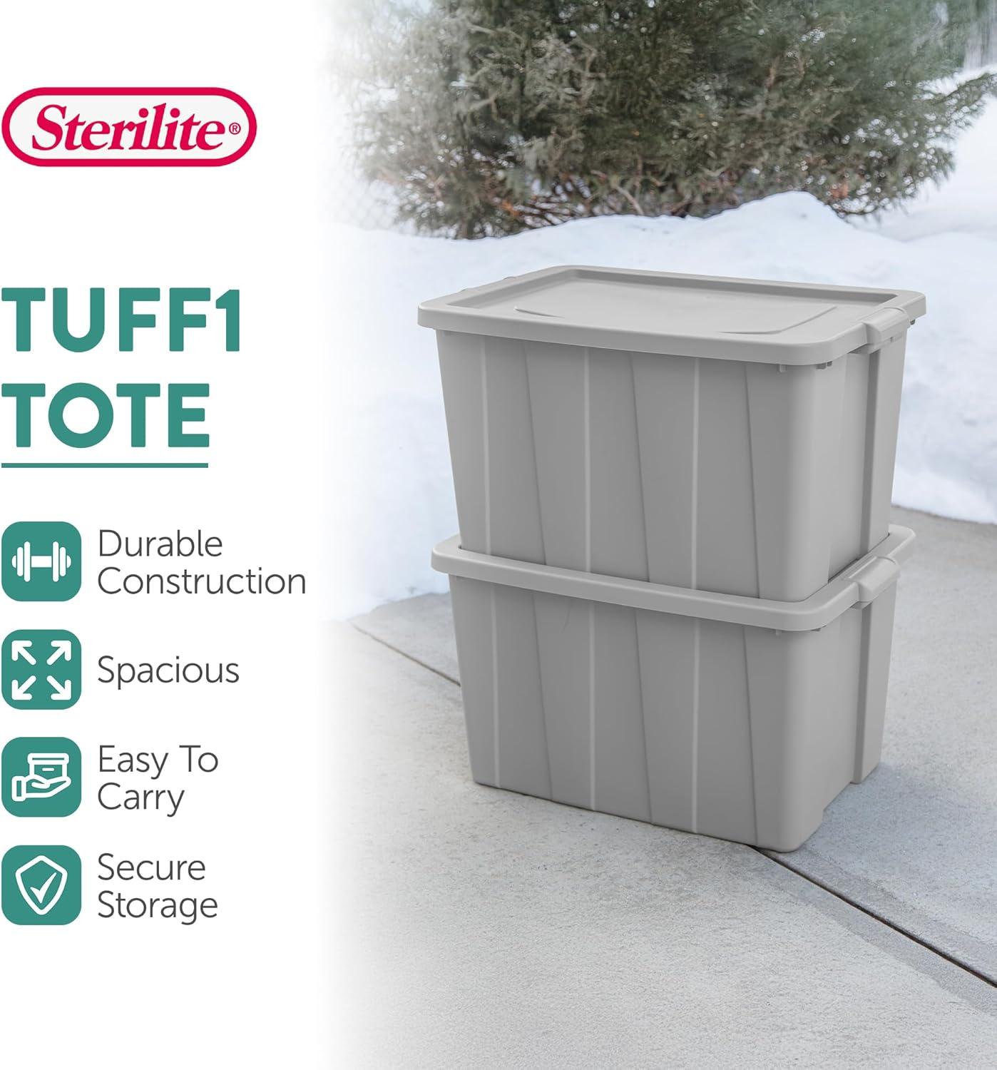 imageSterilite 4 Pack Tuff1 Storage Tote Stackable Plastic Bin with Lid 30 Gallon30 Gallon