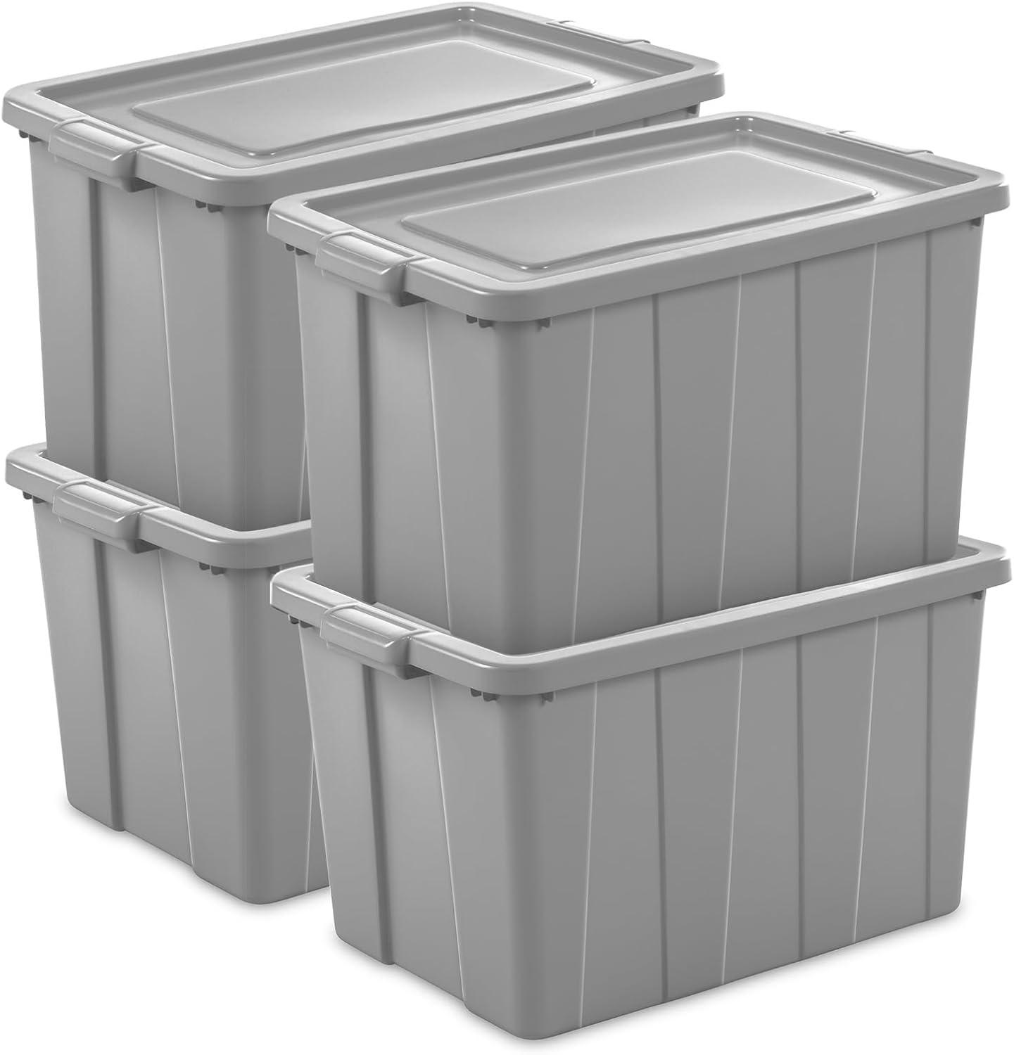 imageSterilite 4 Pack Tuff1 Storage Tote Stackable Plastic Bin with Lid 30 Gallon30 Gallon