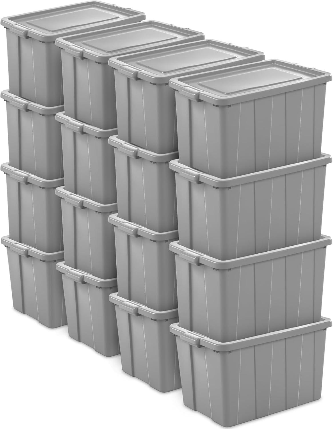 imageSterilite 4 Pack Tuff1 Storage Tote Stackable Plastic Bin with Lid 30 Gallon30 Gallon
