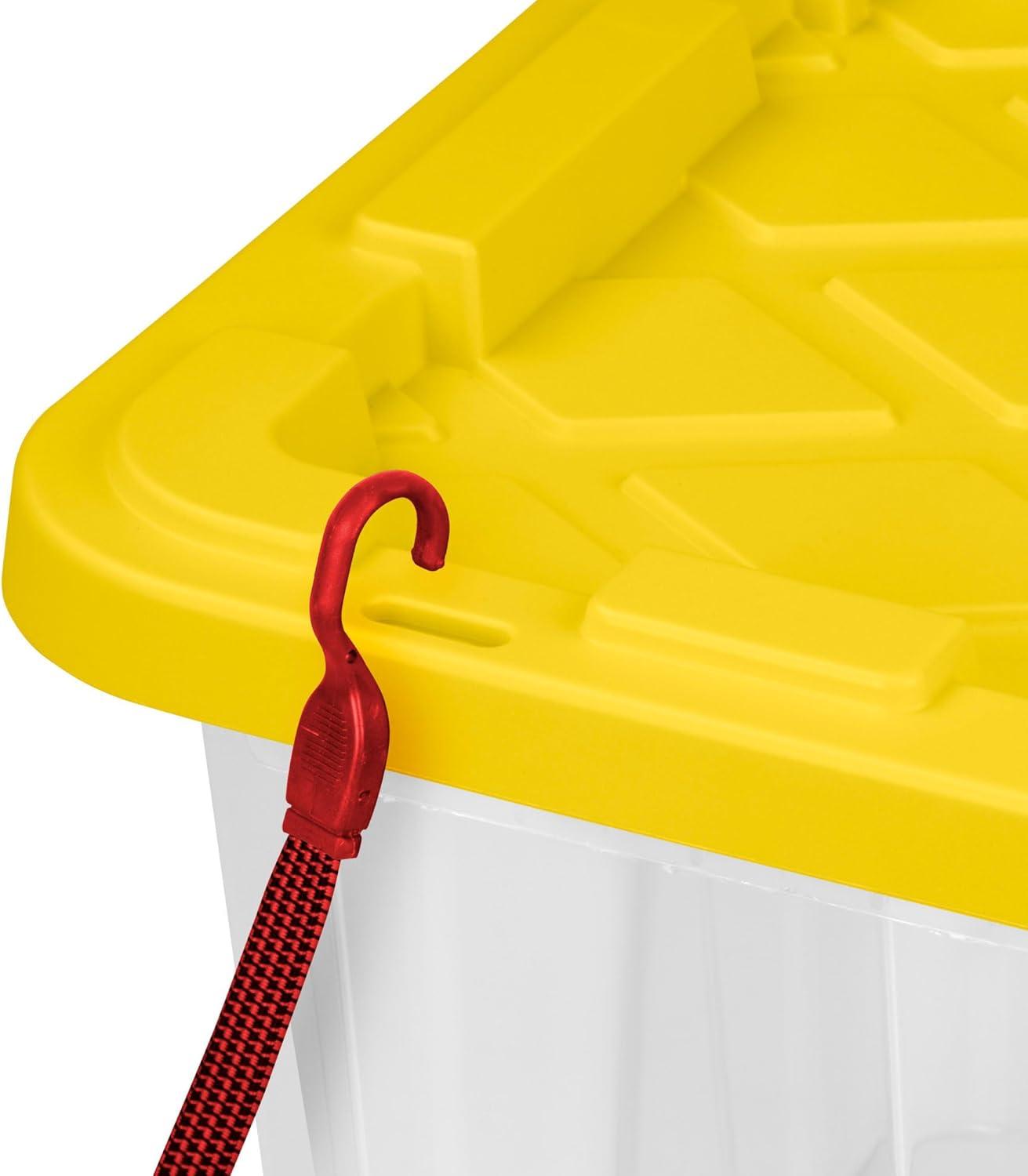 imageSterilite 4Pack Industrial Storage Box Plastic Container Bins wLids 27 Gallon Yellow HeavyDuty Organizing Containers for Closet Bathroom and Office4 Pack