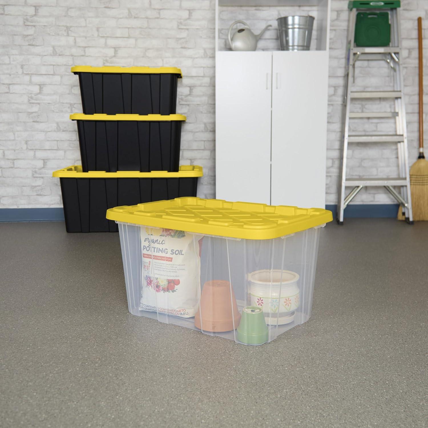 Sterilite 4-Pack Industrial Storage Box, Plastic Container Bins w/Lids ...