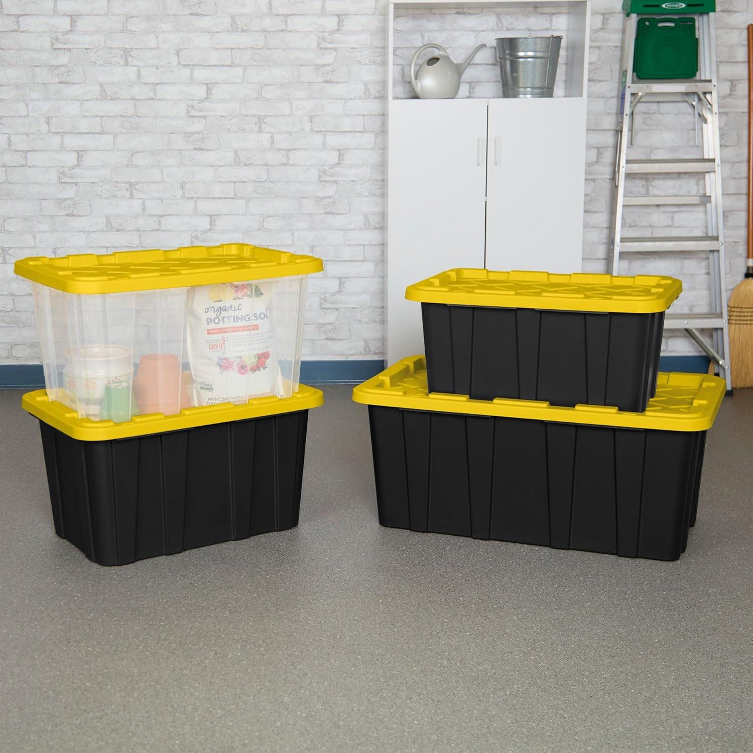 Sterilite 4-Pack Industrial Storage Box, Plastic Container Bins w/Lids ...