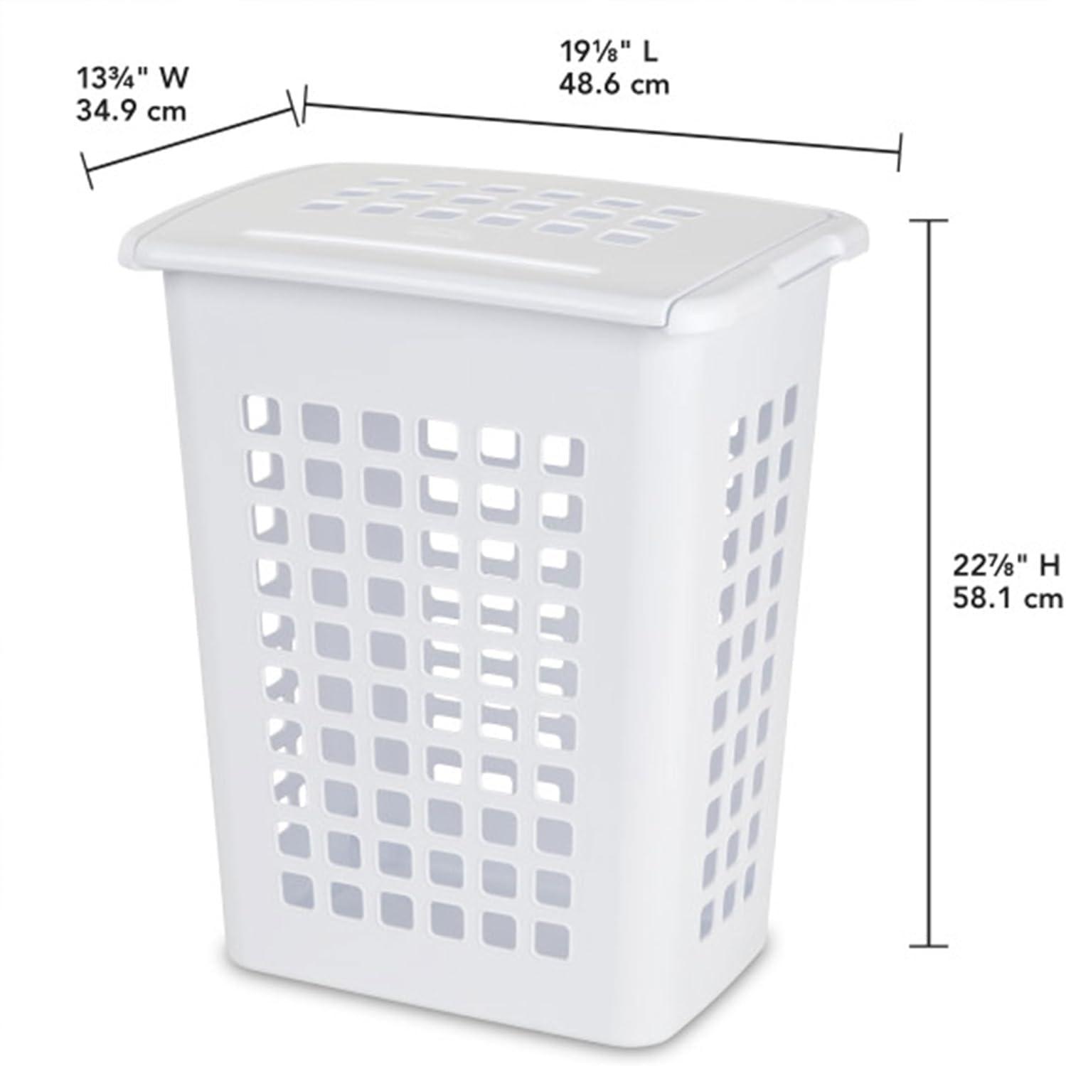 imageSterilite 4Pack LiftTop Laundry Hamper for Clothes Tall and Rectangular Plastic Basket with Lid White Large and Portable Storage Bin for Clothing and Towels Ideal for Bathroom and Bedroom8 Pack