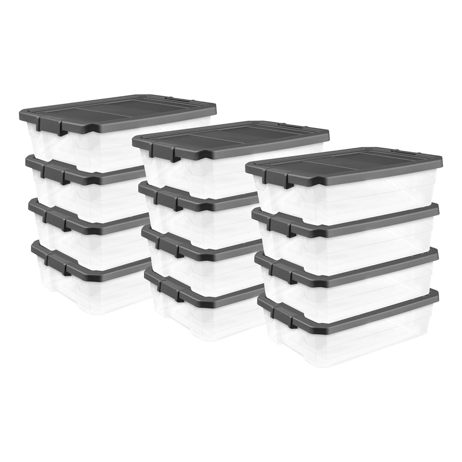 imageSterilite 4Pack Modular Stacker Box Durable Clear Plastic Storage Bins with Latching Lids 108 Quart Stackable Organizing Container Boxes for Closet Bathroom and Office40 Quart