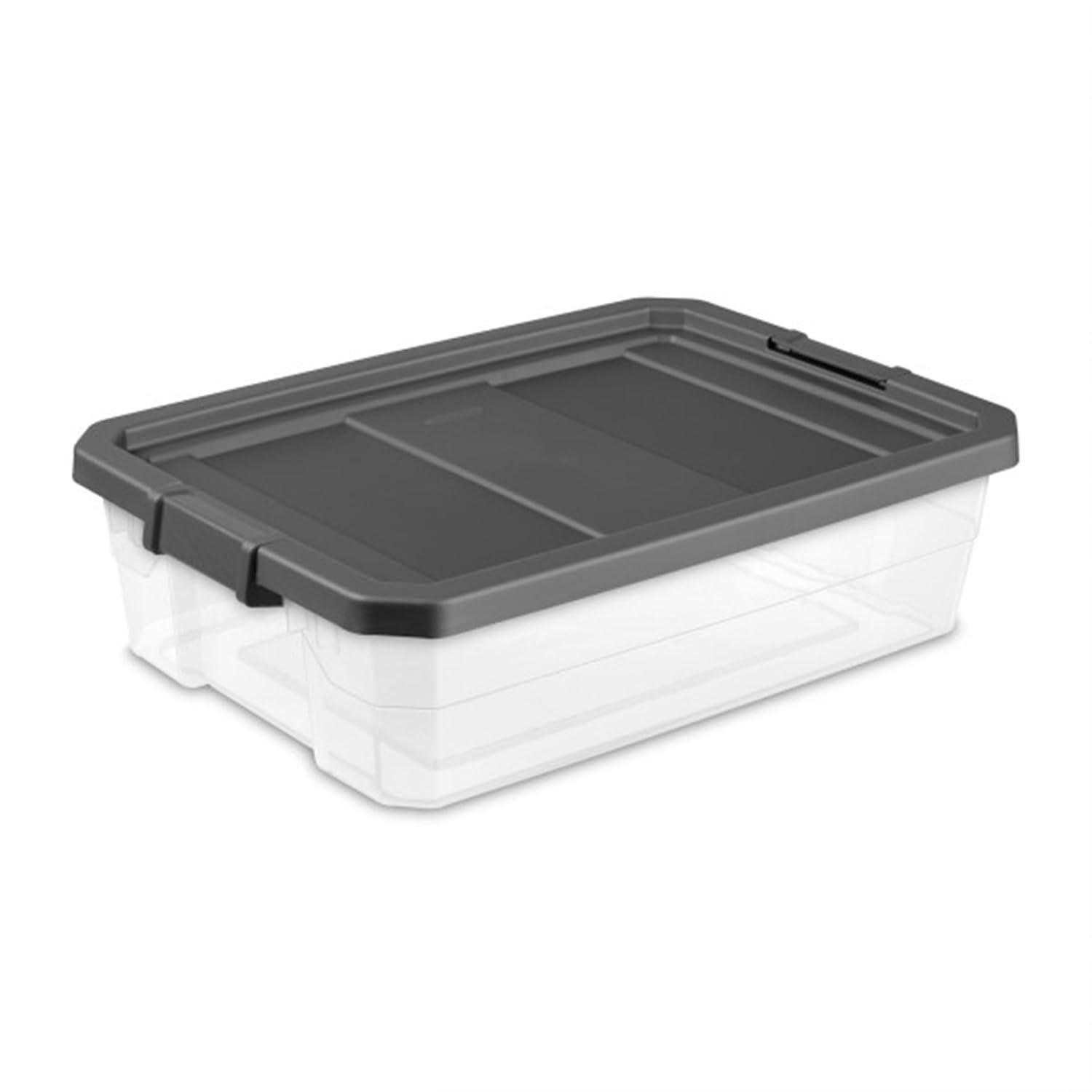 imageSterilite 4Pack Modular Stacker Box Durable Clear Plastic Storage Bins with Latching Lids 108 Quart Stackable Organizing Container Boxes for Closet Bathroom and Office40 Quart